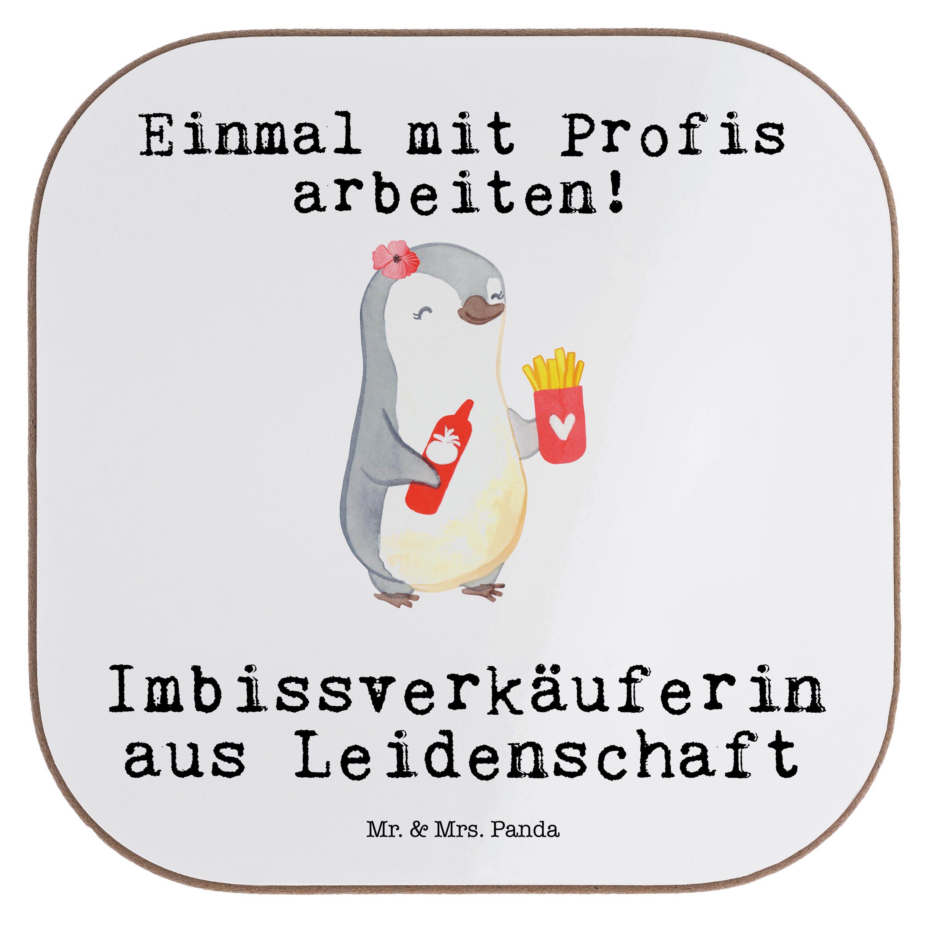 Imbissverkäuferin aus Weiß Getränkeuntersetzer Leidenschaft Panda Mr. & - Mrs. Geschenk, - Rente, 1-tlg. Pommesve,