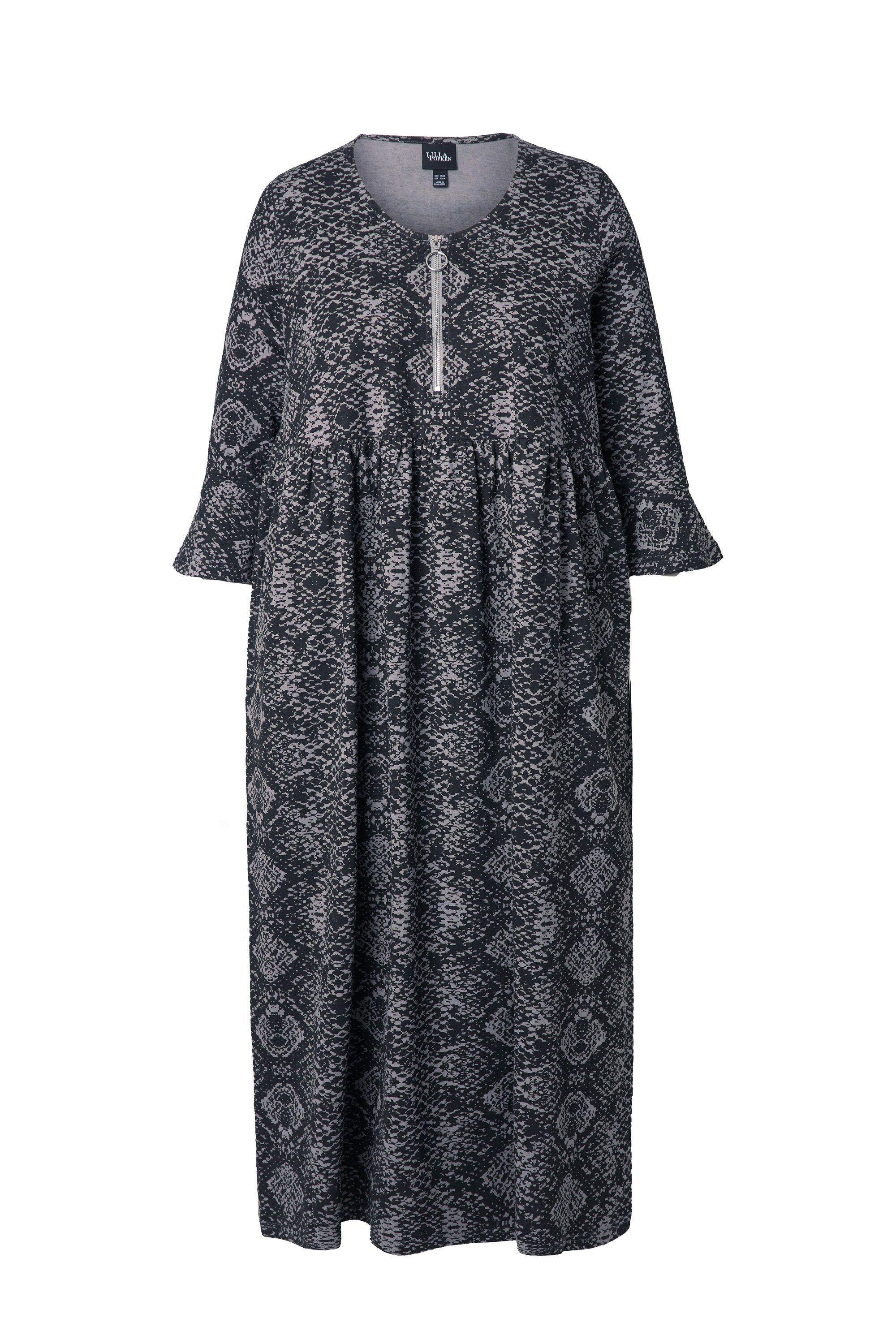 Ulla Popken Jerseykleid Maxi-Jerseykleid Schlangenmuster 3/4-Arm günstig online kaufen