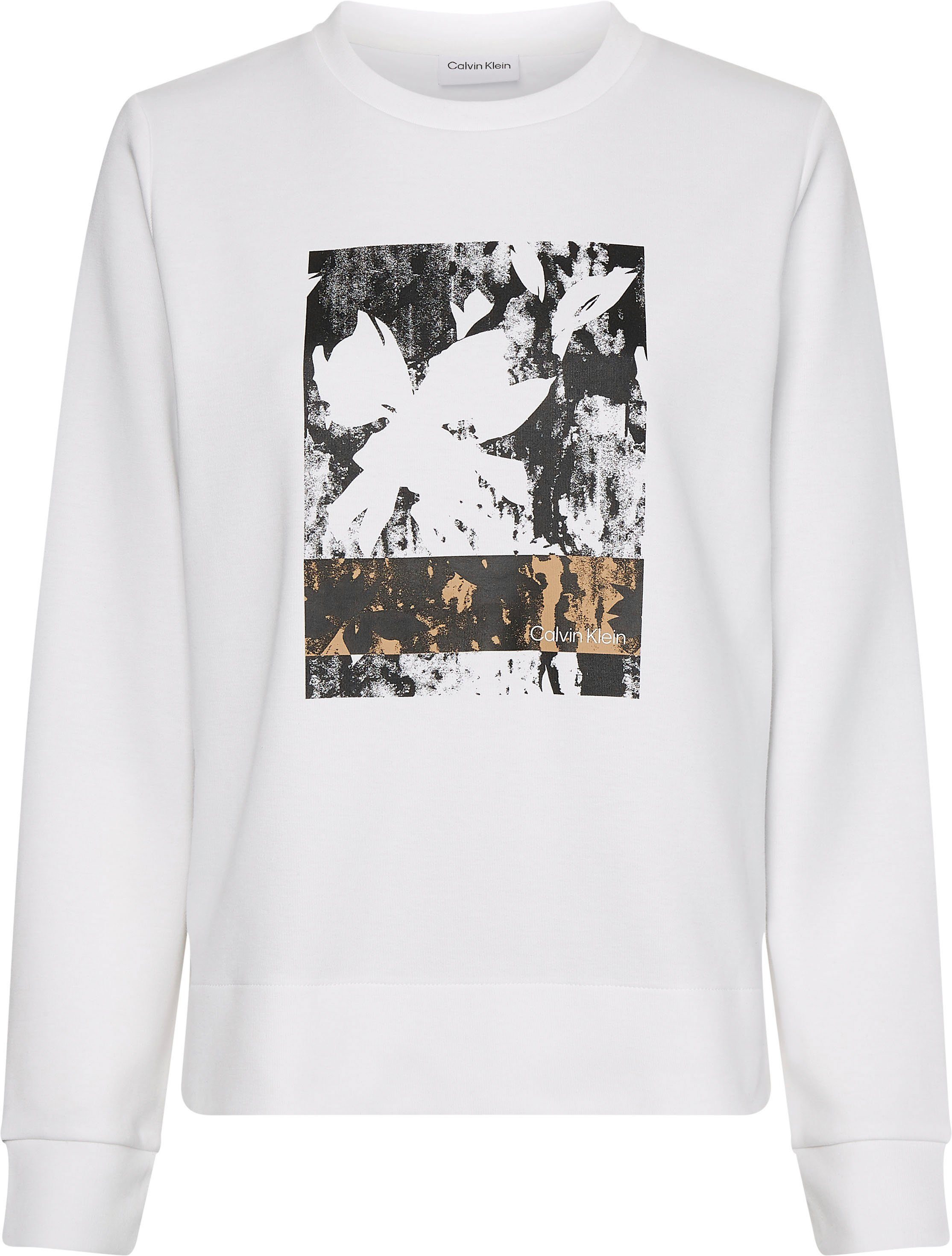 Calvin Klein Sweatshirt FLOWER PRINT LOGO SWEATSHIRT mit abstraktem  Frontdruck | Blusen