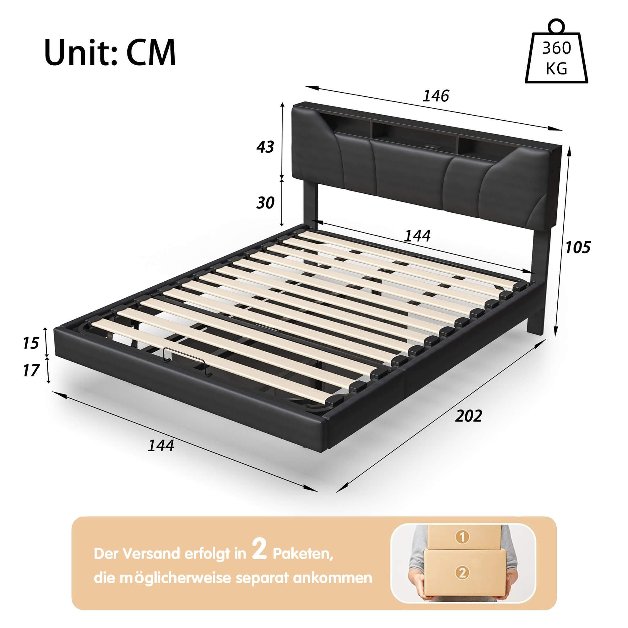 Furnishings Home Polsterbett Doppelbett mit LED günstig online kaufen