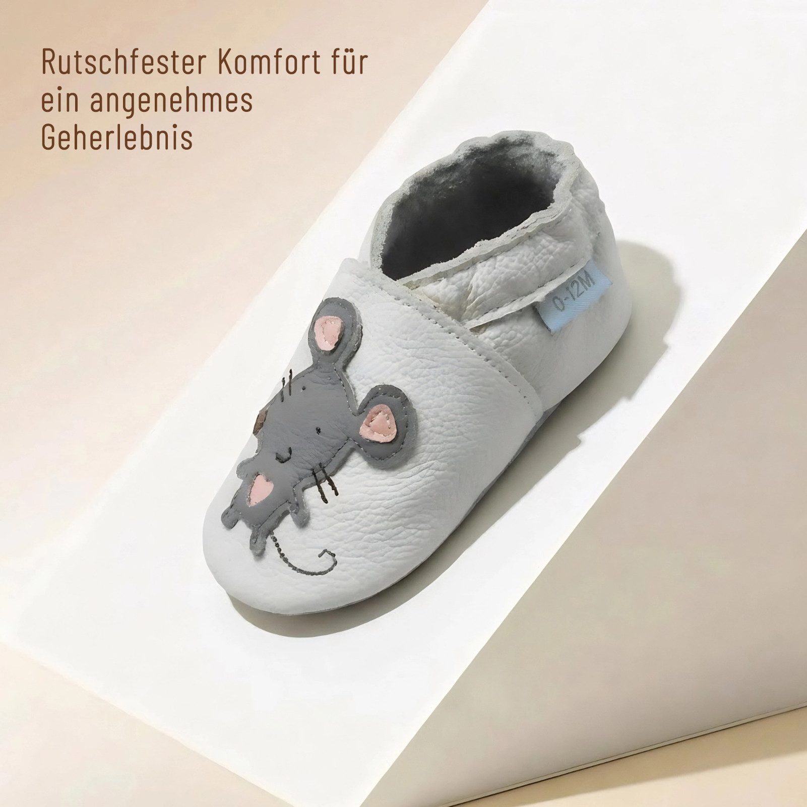 Basrakids Baby Leder Lauflernschuhe rutschfest Hausschuhe Krabbelschuh (100 % echtem Leder) Handgenäht, weiche, leichte, flexible, rutschfest