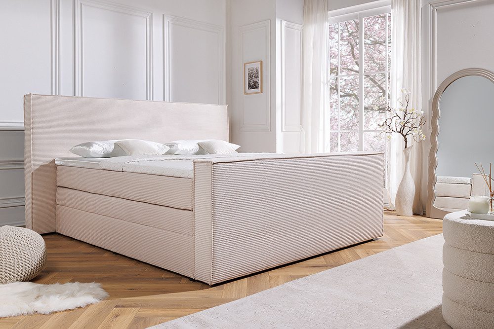 riess-ambiente Boxspringbett SIGNUM 180x200cm beige · Cord inkl. Topper & M günstig online kaufen