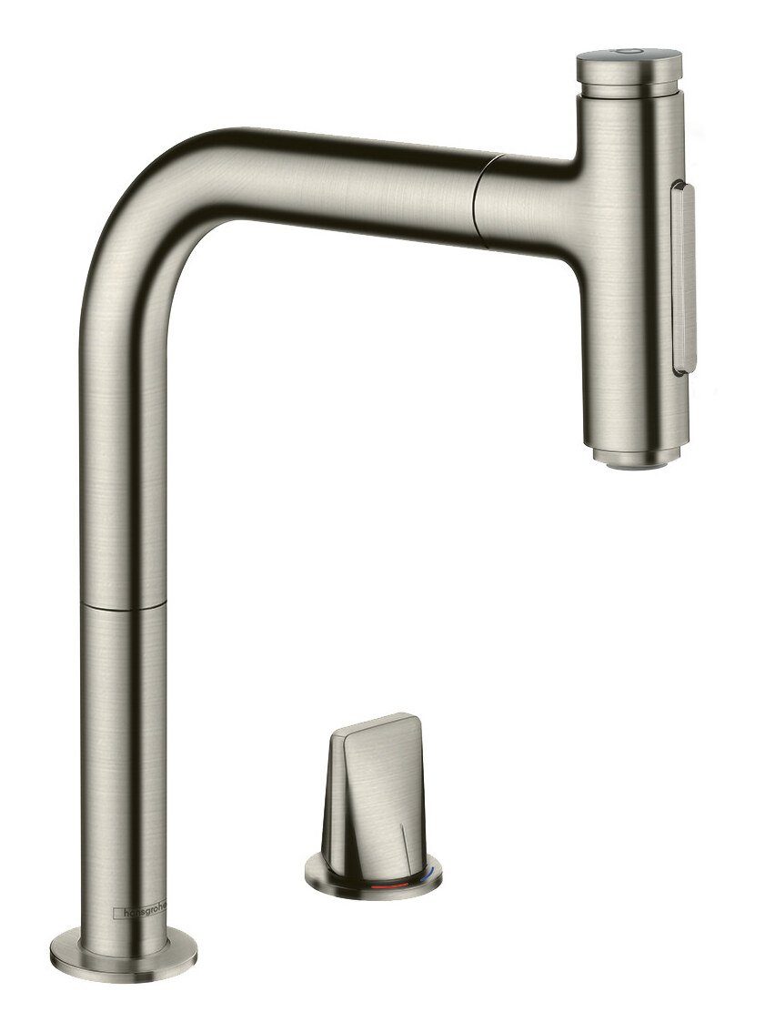 hansgrohe Küchenarmatur Metris M71 Select M71 Metris - mit Edelstahl Finish und 200 Einhebel Ausziehbrause sBox 2-Loch 2jet 