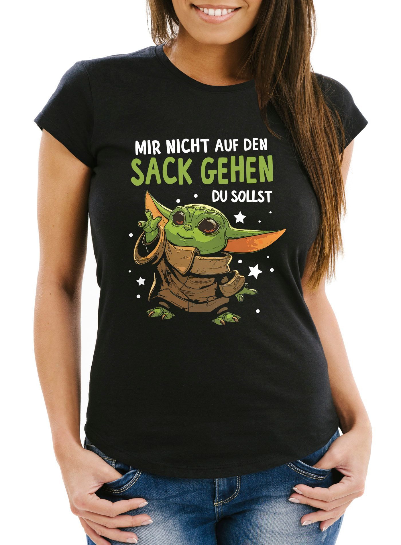 Print-Shirt Damen T-Shirt Spruch Mir nicht auf den Sack gehen du sollst Baby