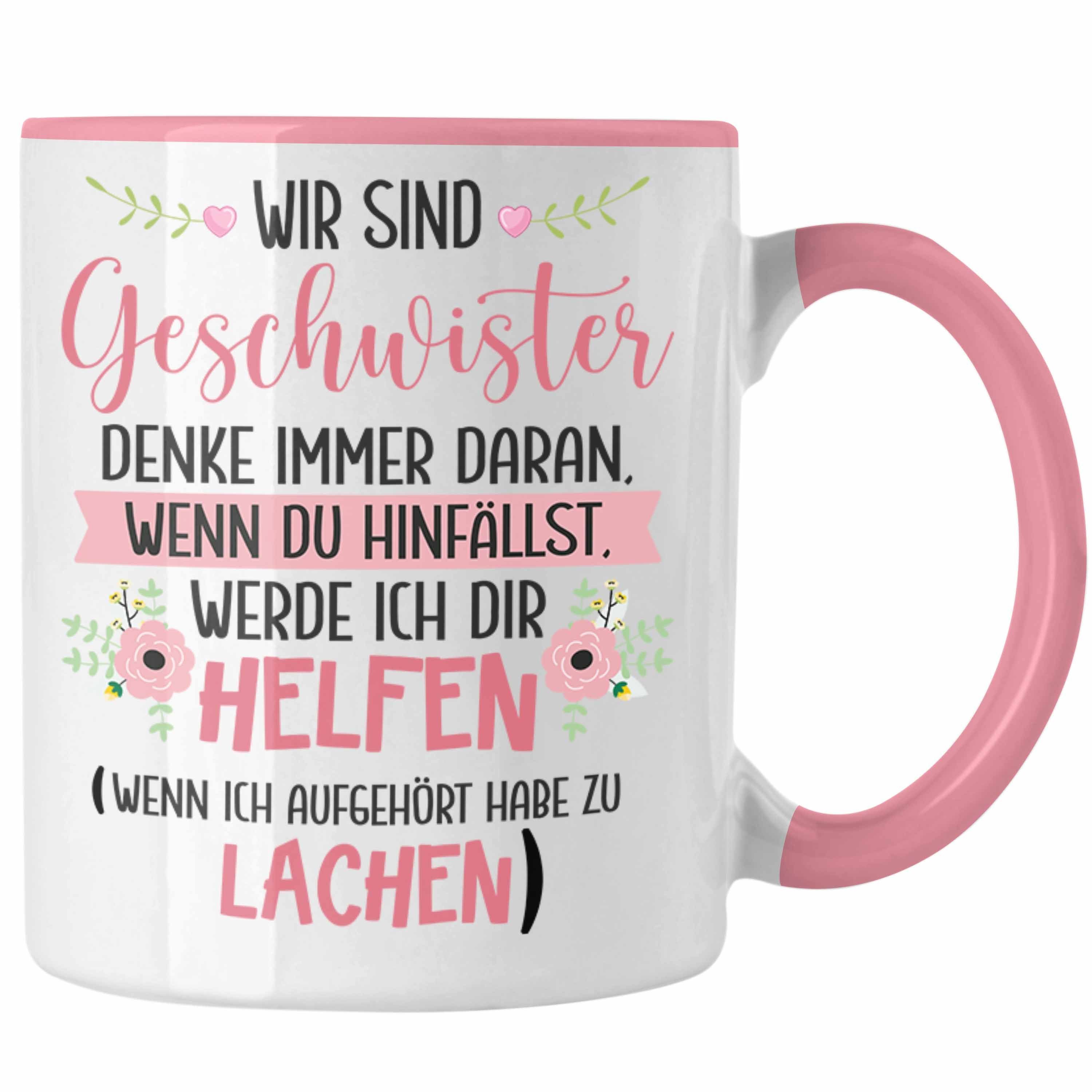 Trendation Tasse Trendation - Schwester Bruder Tasse Geschenk Geburtstag Sprüche Geschenkidee von Schwester Bruder Rosa