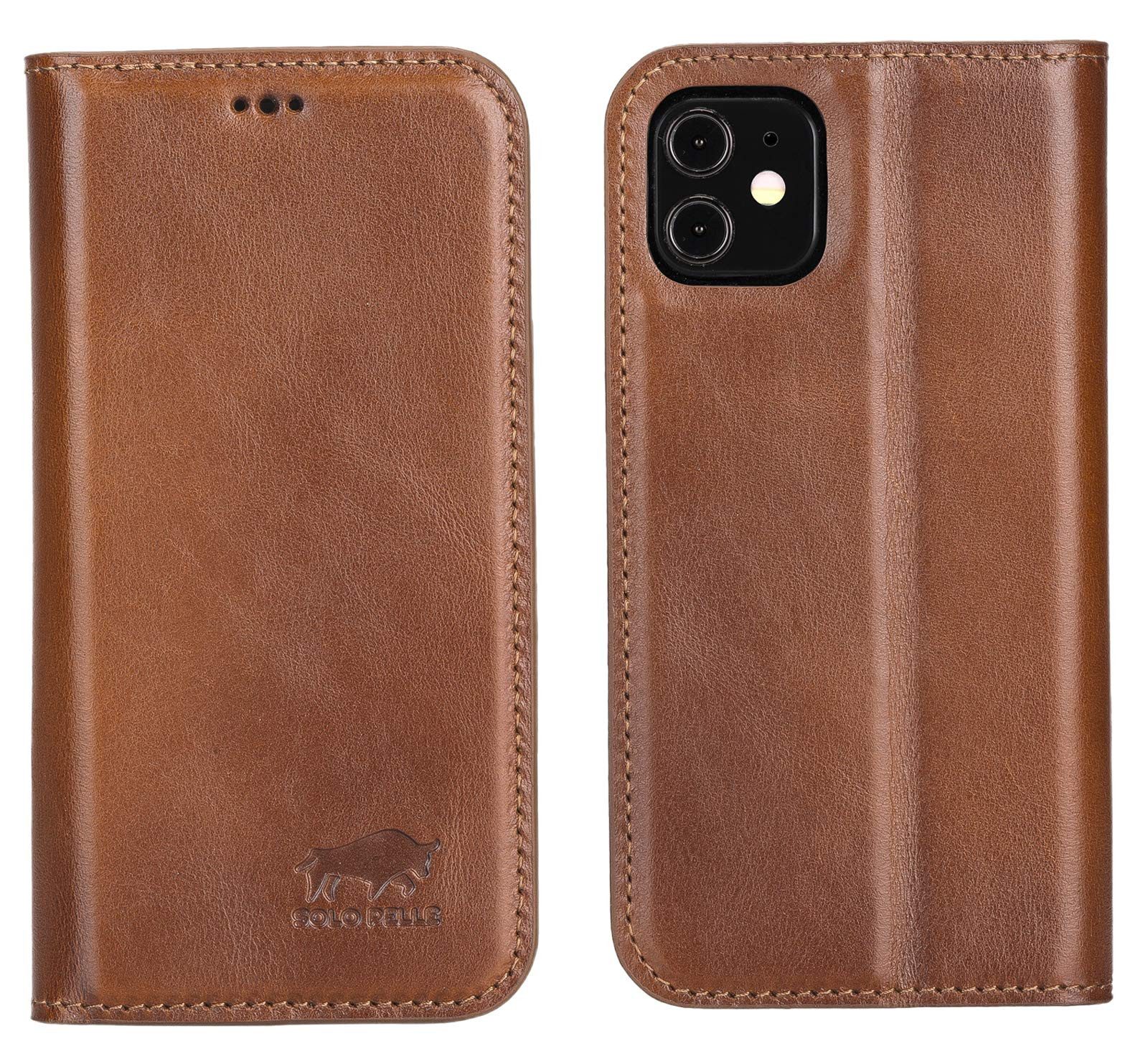 Solo Pelle Smartphonetasche aufklappbare Lederhülle für iPhone 12 Mini 5.4 Zoll inkl. 1 Kartenfach