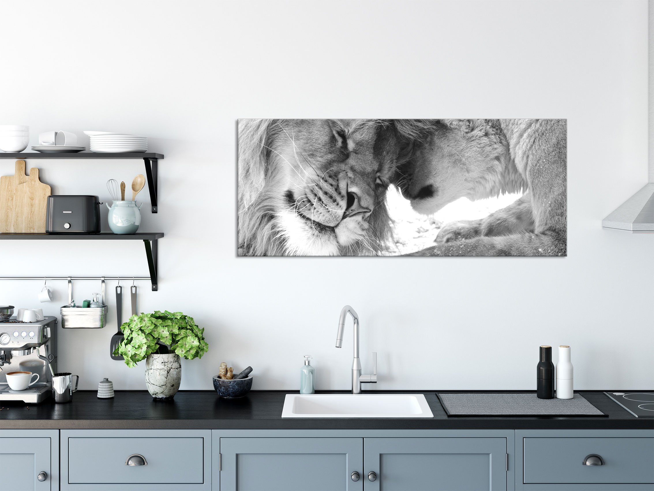 Pixxprint Glasbild Bezauberndes kuschelndes Löwenpaar, Bezauberndes günstig online kaufen