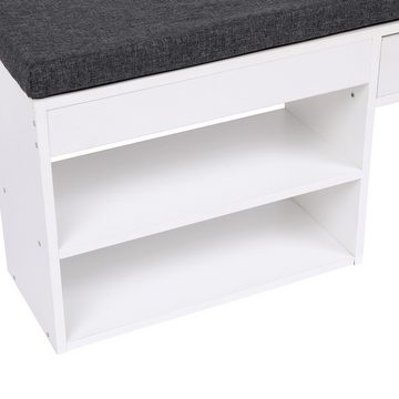 Happy Home Schuhschrank Sitzbank mit Schuhablage, 1 Schublade & 2 Ablagefächer weiß
