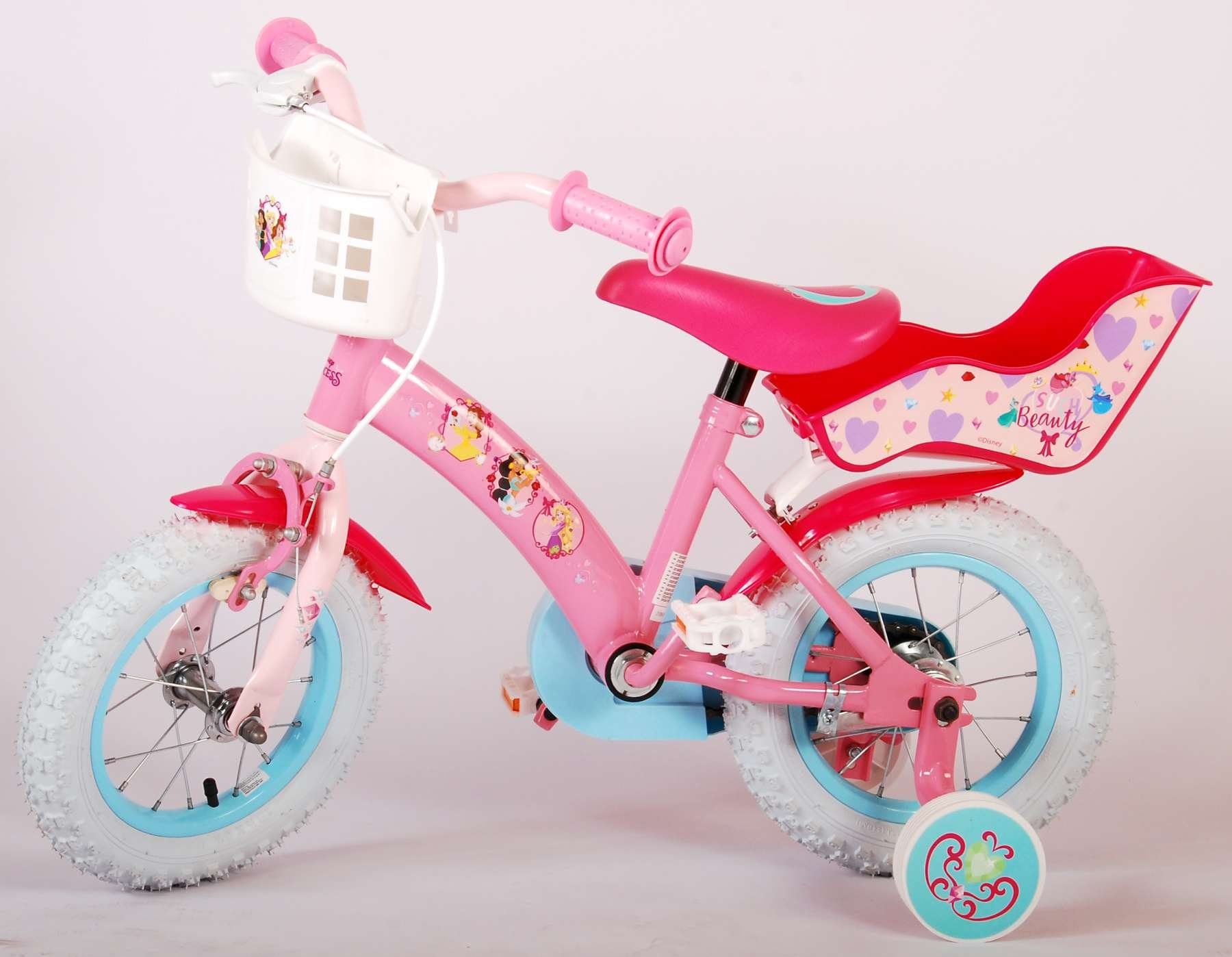 Fahrrad TPFSports Rücktritt+ Laufrad Gang, Disney Fahrrad 1 Mädchen 12 Kinderfahrrad 12 Zoll (Mädchen Sicherheitsgriffe), Stützräder mit Rutschfeste Kinderrad Handbremse, mit Princess - Kinder Zoll