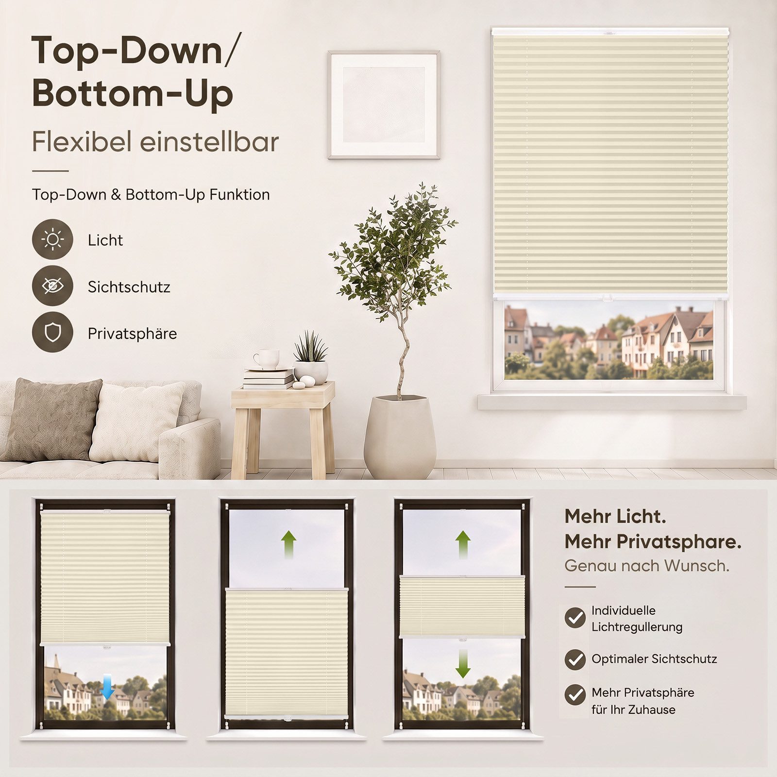 Sekey Plissee Plissee ohne Bohren Klemmfix verspannt für Fenster & Tür Lichtschutz, blickdicht, Klemmfix Montage ohne Bohren, Klemmfix, Faltenstore Klemmfix Lic – Bild 4 von 5