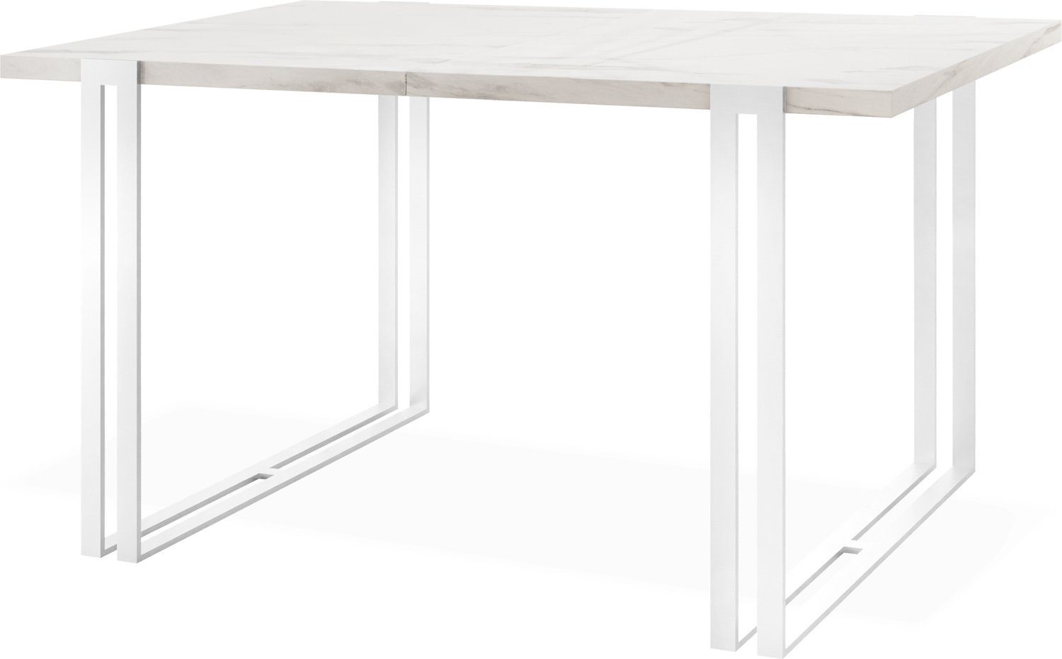 WFL GROUP Weiß Metallbeinen mit Ausziehbar Lilo, Marmoroptik Tisch Loft-Stil im Glamour Esstisch