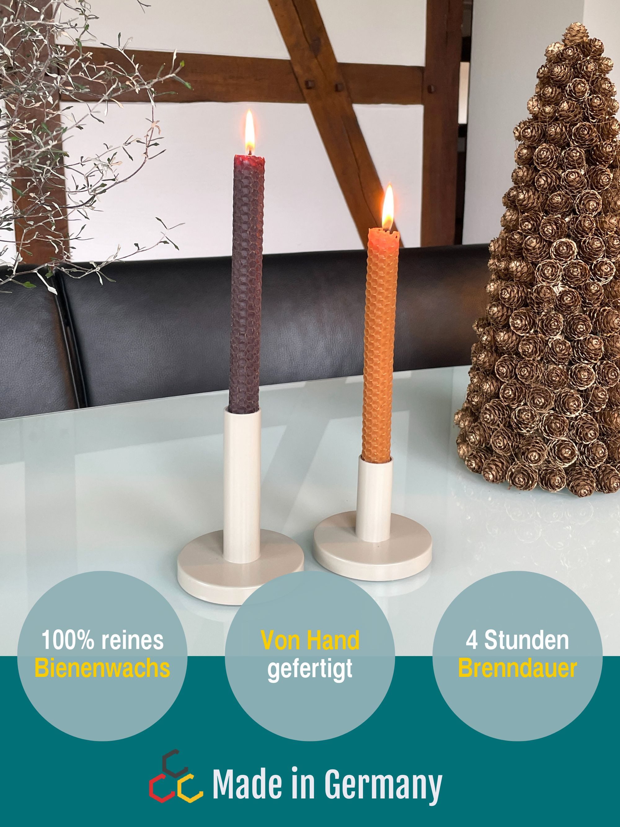 Wachsmann Bienenprodukte Bienenwachskerze handgerollt, 100 % günstig online kaufen