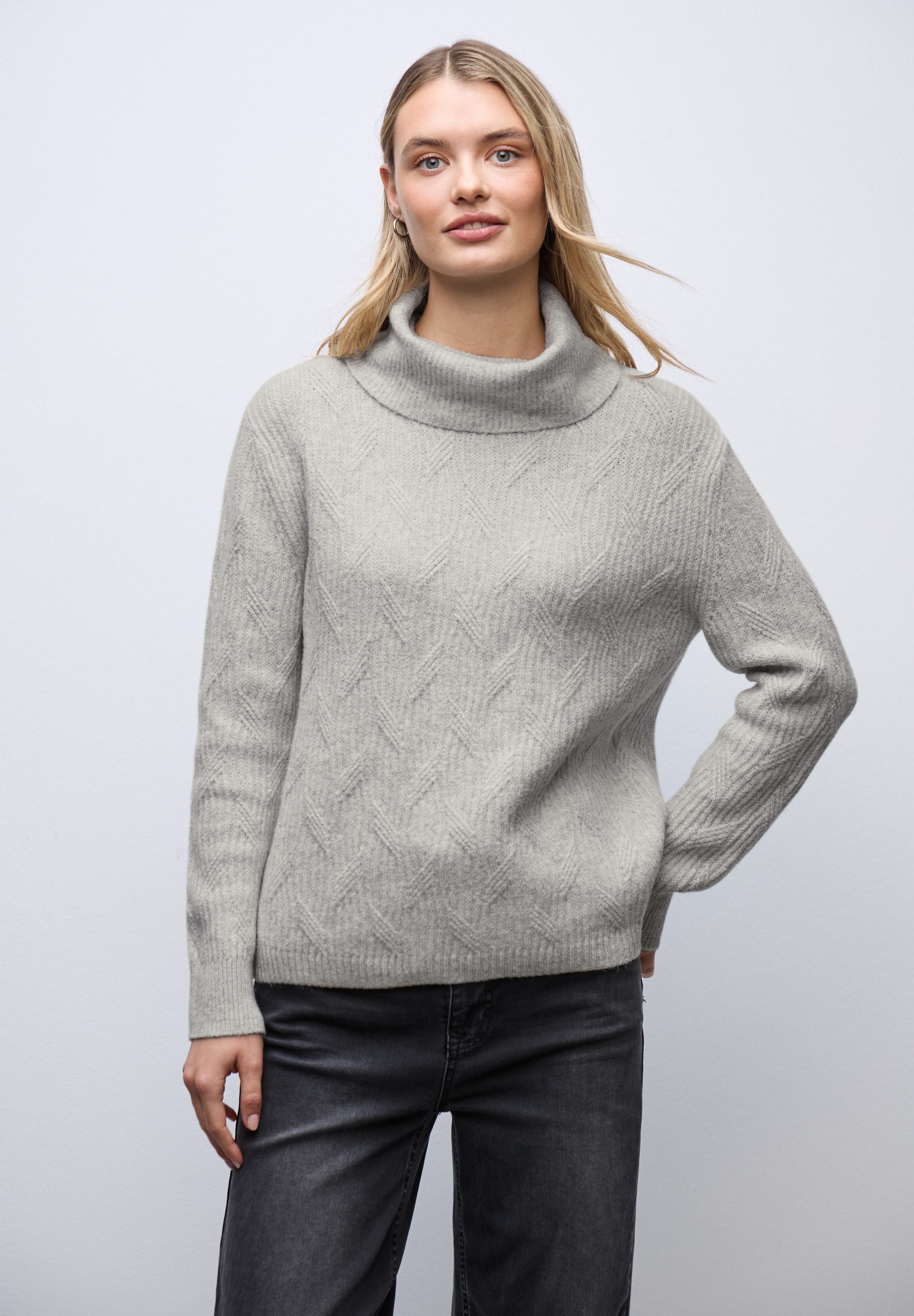 STREET ONE Rollkragenpullover aus Baumwolle mit Stretchanteil