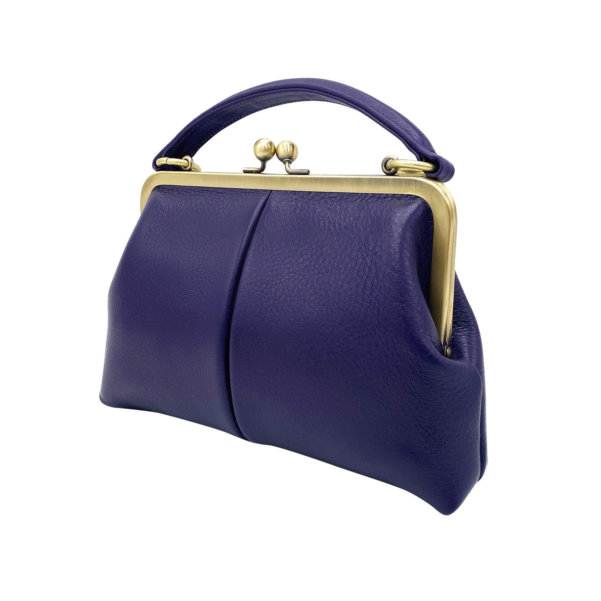 Taschenkinder Handtasche Damen Handtasche Leder "Kleine Olive", Umhängetasche, Vintage Stil., Echtleder Tasche mit Bügelverschluss