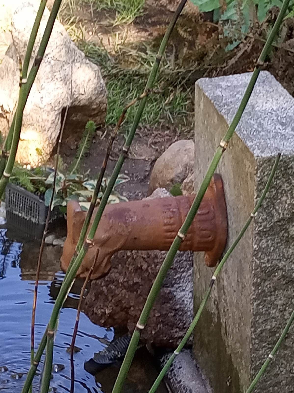 Aubaho Gartenbrunnen Brunnenauslauf Eisen Becken Garten Wasserspeier Antik-Stil
