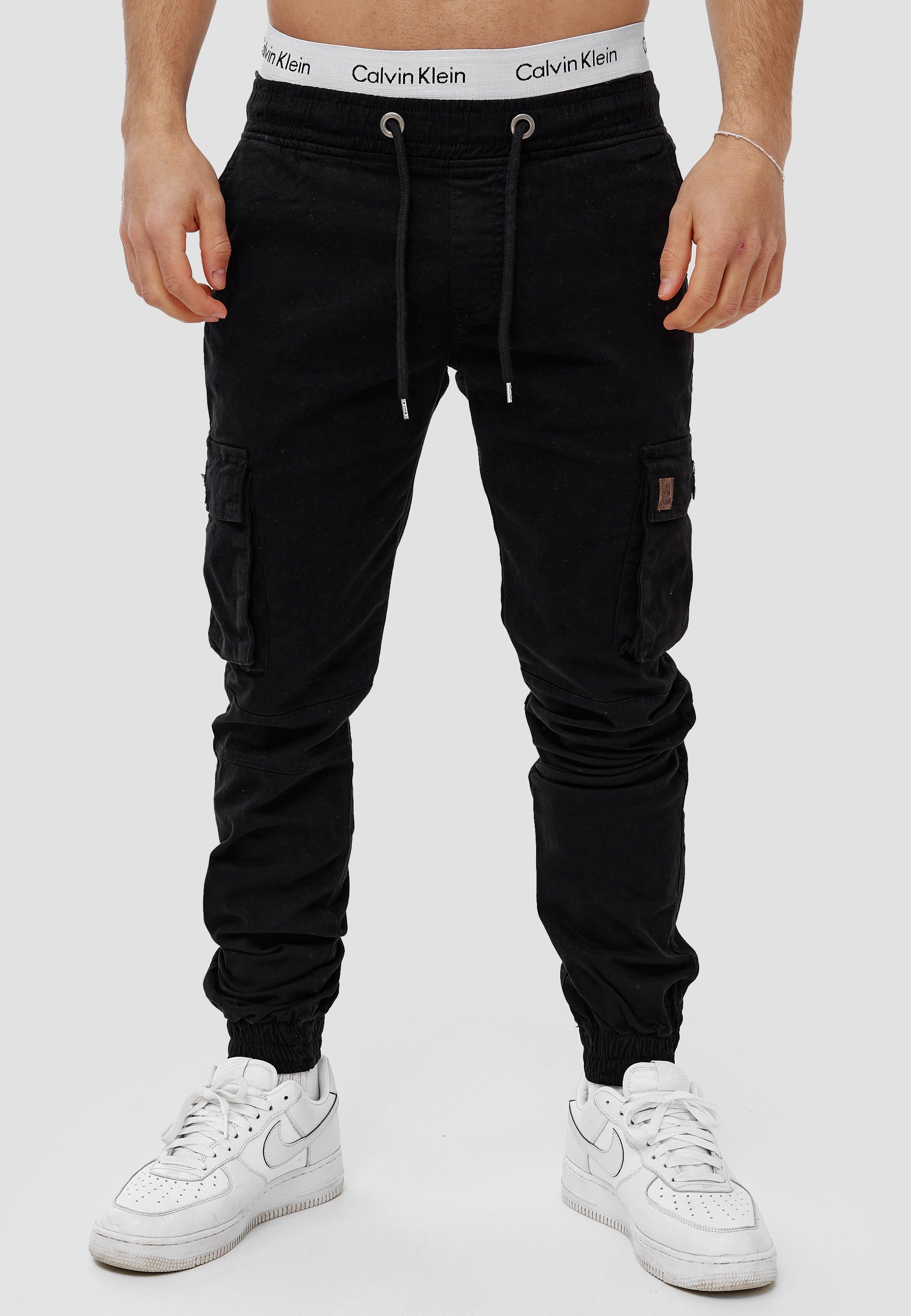 OneRedox Straight-Jeans H-3413 (Chino Cargohose Streetwear, 1-tlg) Freizeit Business Casual Schwarz