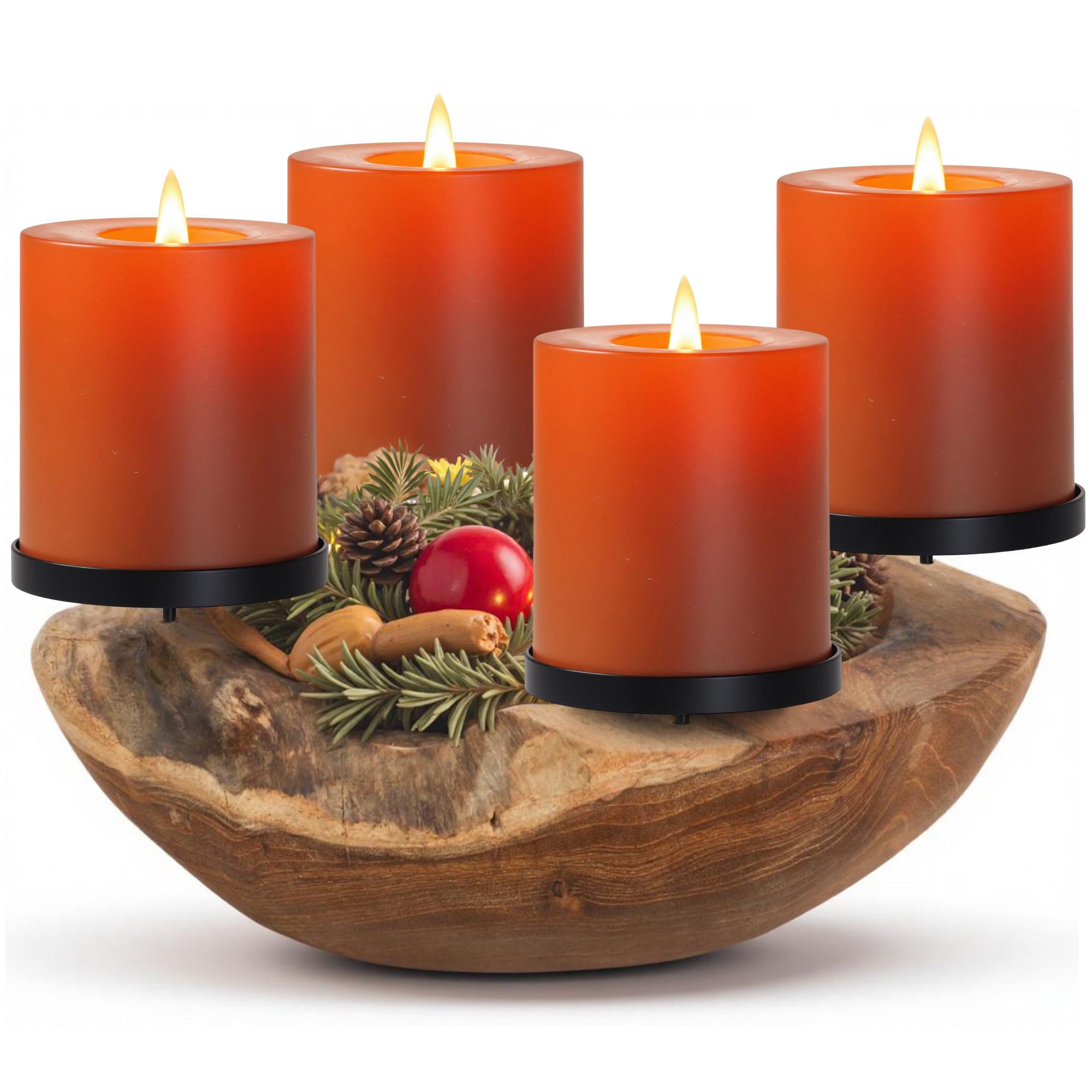 HOMECALL Dekoschale Adventsleuchter Adventskranz Teakholzschale mit günstig online kaufen
