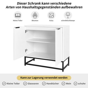 MODFU Sideboard Standschrank (mit 2 Türen Lagerung Schrank mit Metallgriffen und Rahmenbeinen)