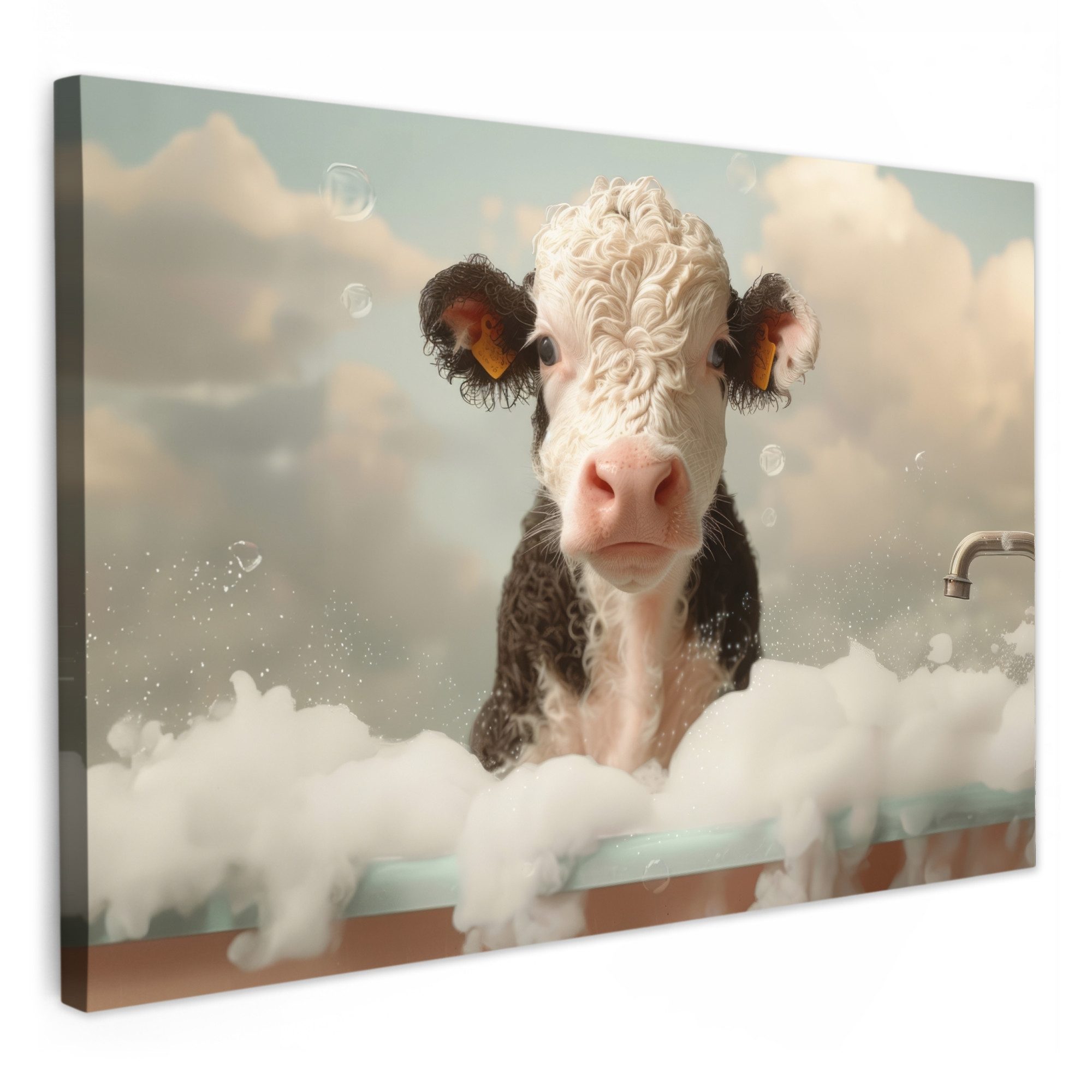 Leinwandbild Kalb - Kuh - Bad - Schaumstoff - Tiere