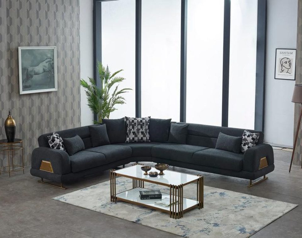 JVmoebel Ecksofa Stoffsofa Ecksofa L form Polstersofa Grau Couch Design Eck günstig online kaufen