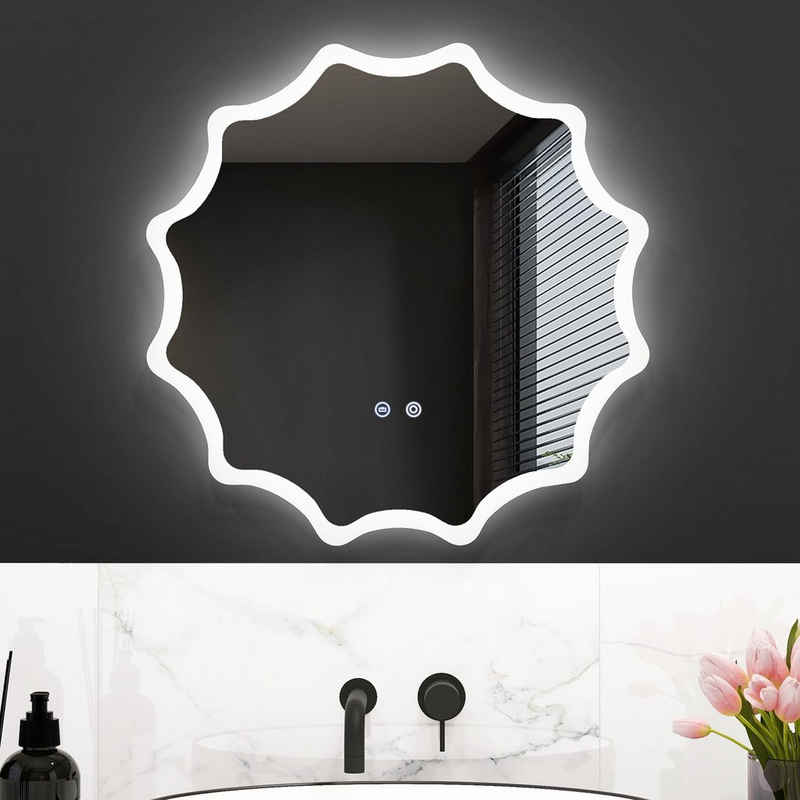 COSTWAY Badspiegel, mit Beleuchtung 3 Lichtfarbe, Beschlagfrei