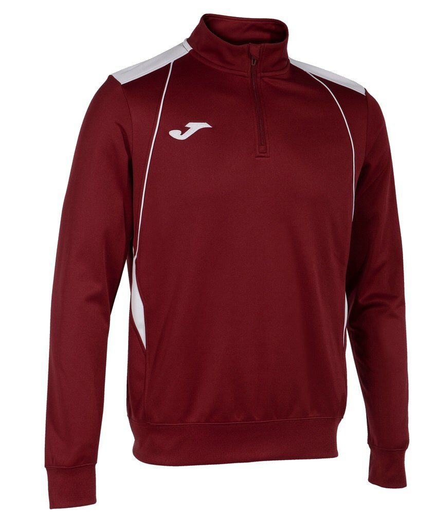 Joma Sweatshirt Pullover Championship VII (Half-Zip, Fleece-Futter) weinrot/weiss