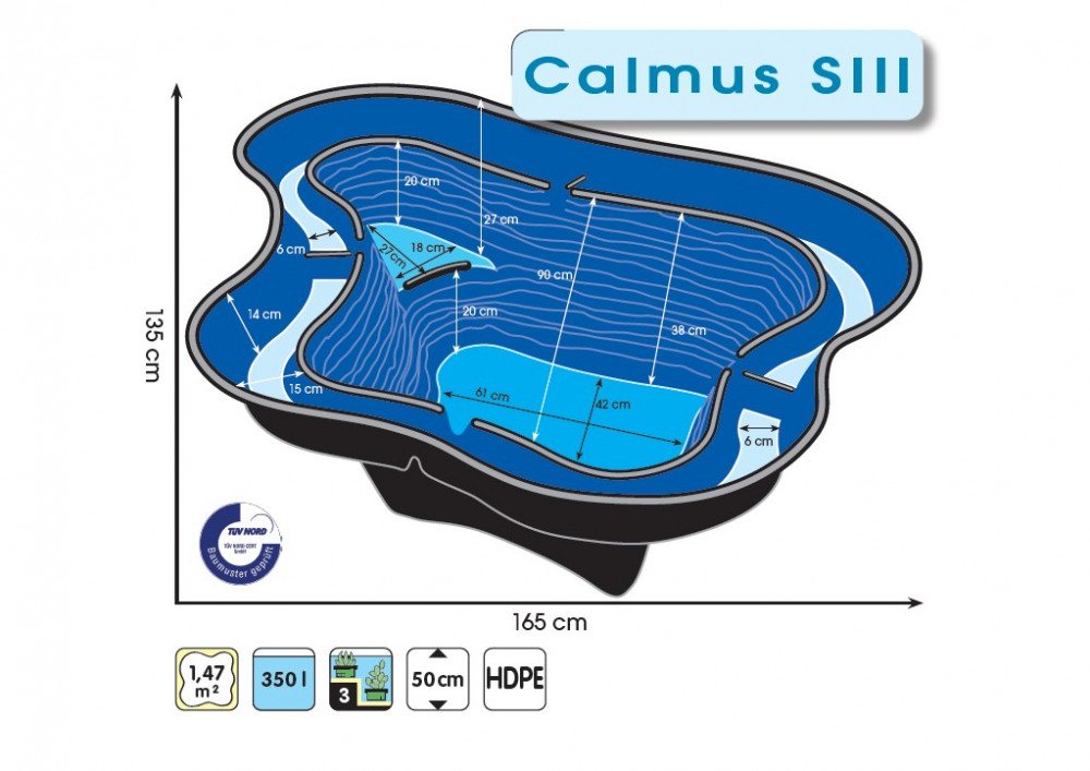 Thumbnail - Ubbink Fertigteich Ubbink Calmus S III Fertigteich, HDPE, Fassungsvermögen 350 l