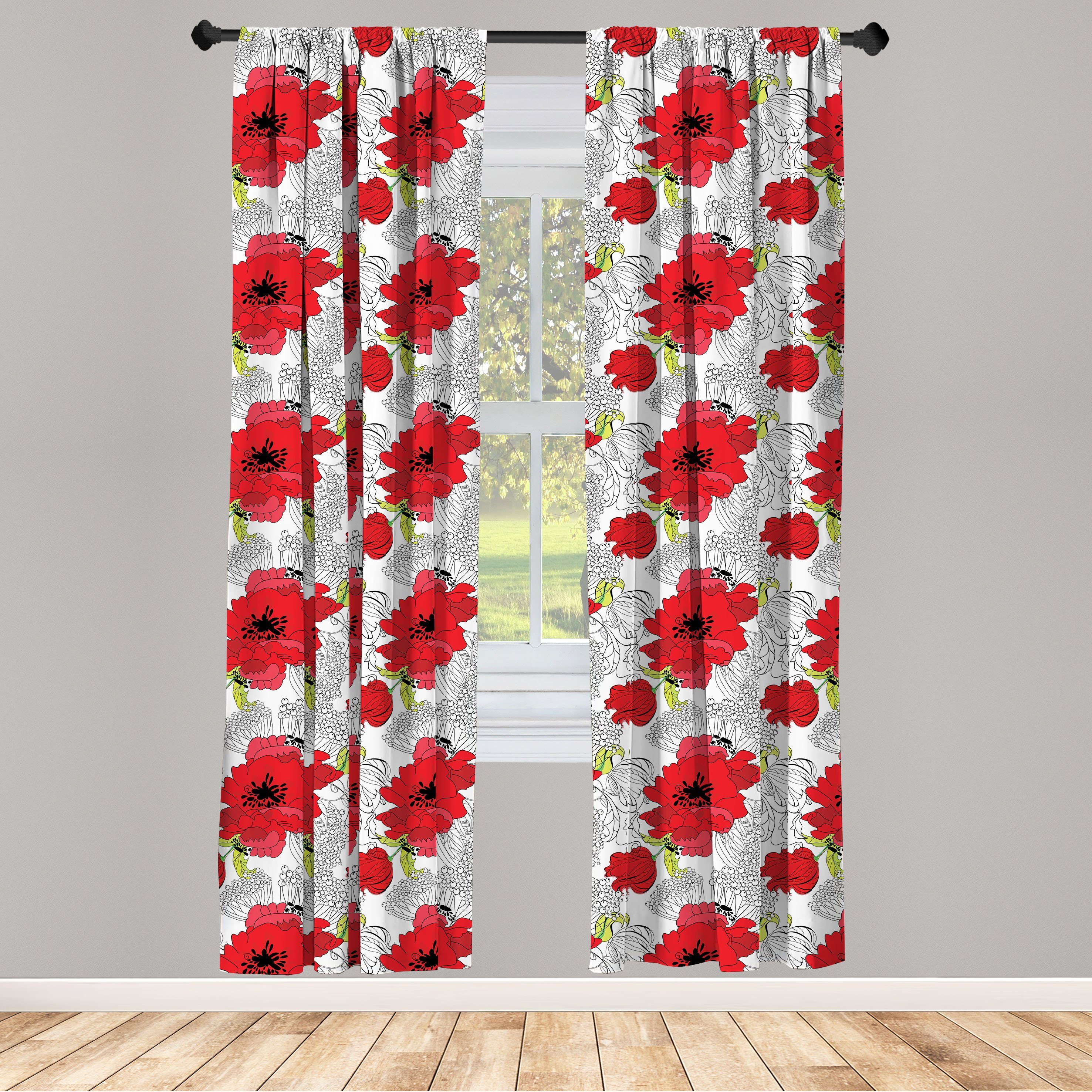 Vorhang Blume Gardine aus Microfaser, Wohnzimmer Frühlingsblüten Schlafzimmer Dekor, Blumenstrauß für Abakuhaus,