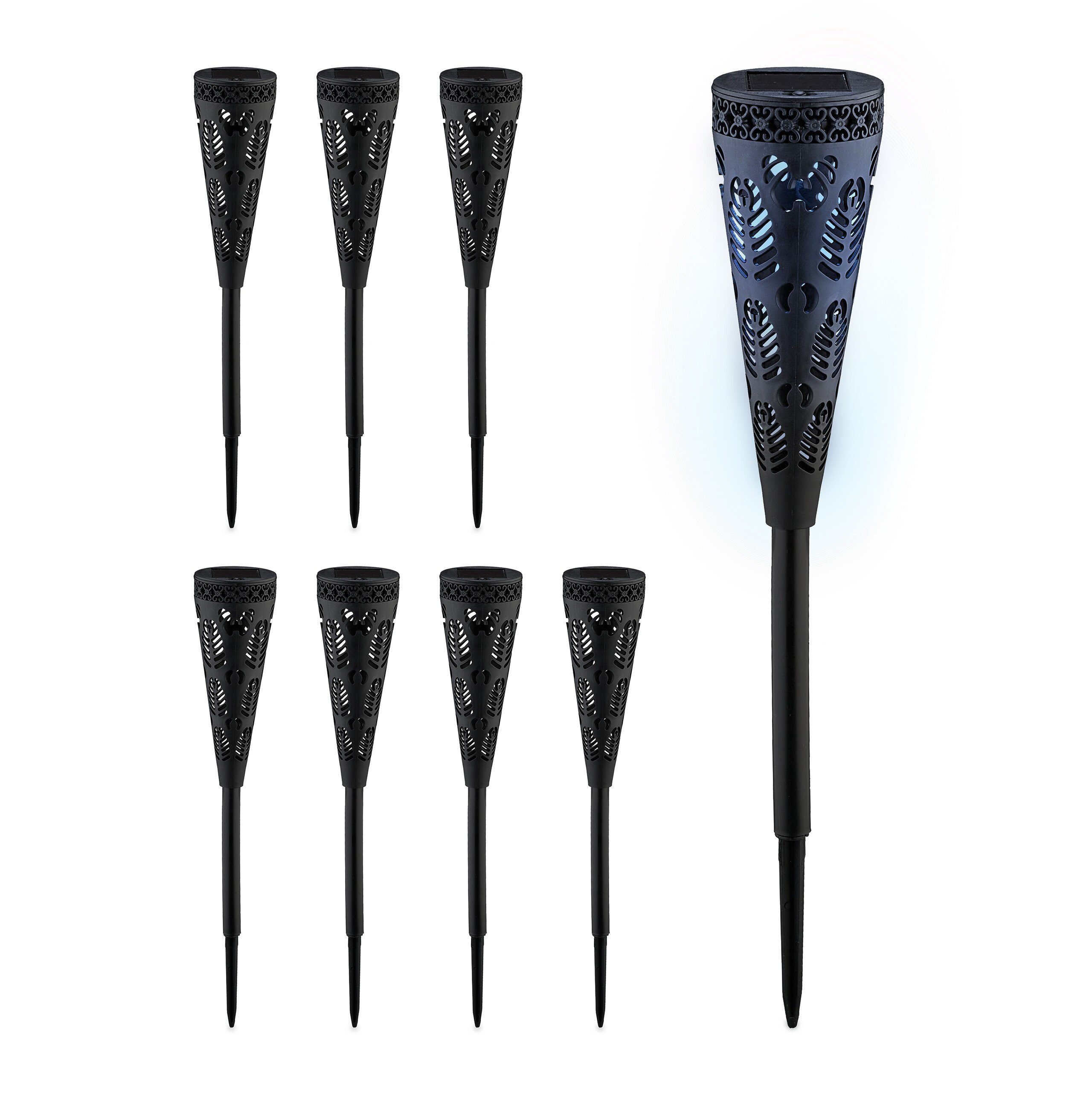 relaxdays LED Solarleuchte Solarlampen-Set mit Lichteffekt, günstig online kaufen