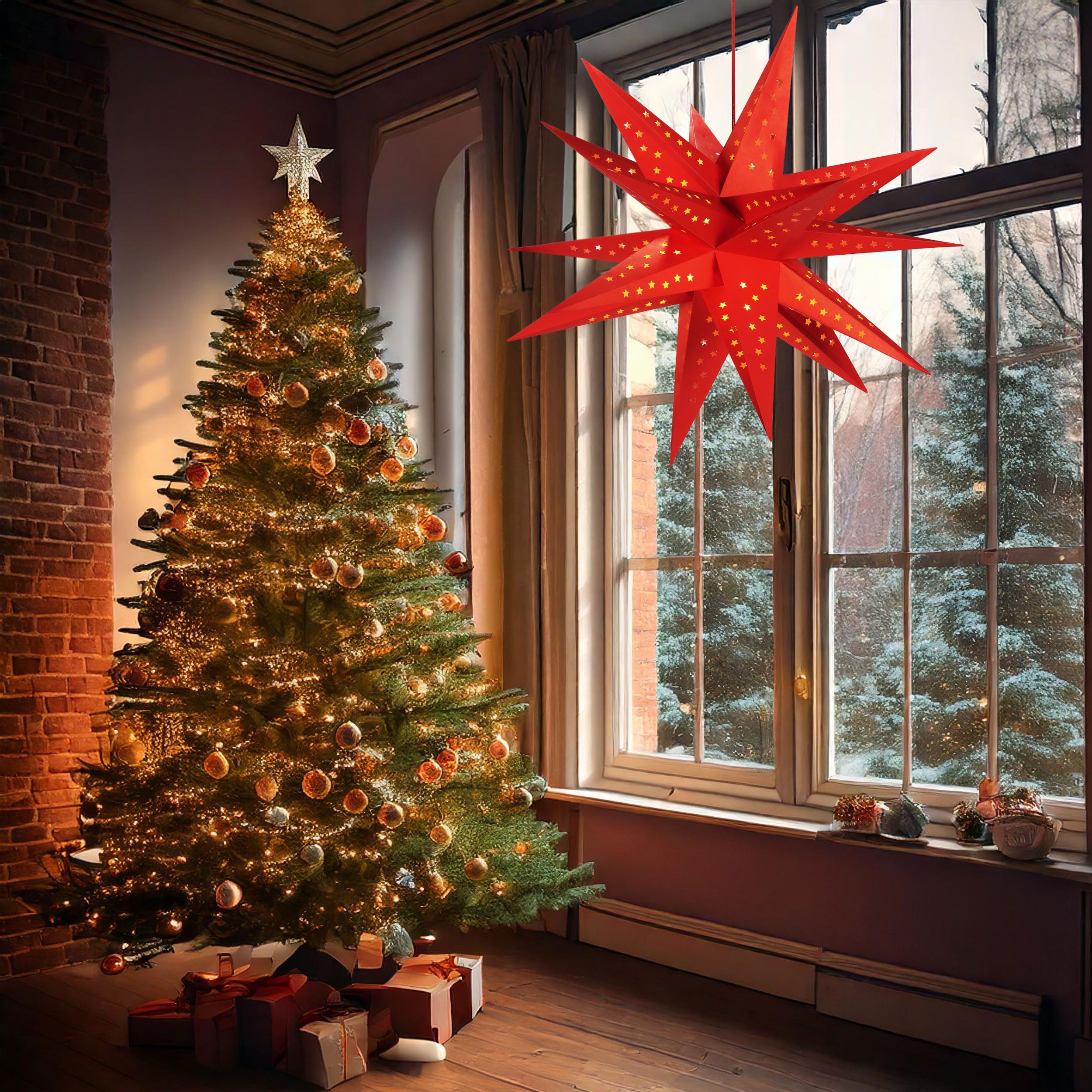 BRUBAKER LED Stern Weihnachtsstern für Innen - 60 cm XXL Leuchtstern - Häng günstig online kaufen