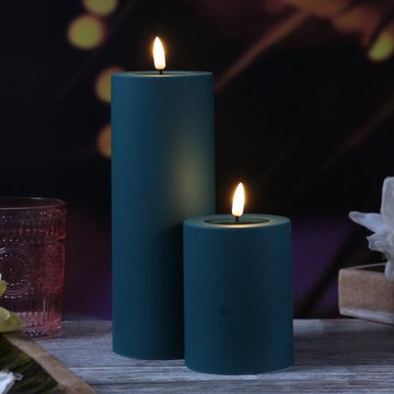 Deluxe Homeart LED-Kerze MIA Deluxe für Außen flackernd H: 10cm D: 7,5cm outdoor dunkelgrün (1-tlg)