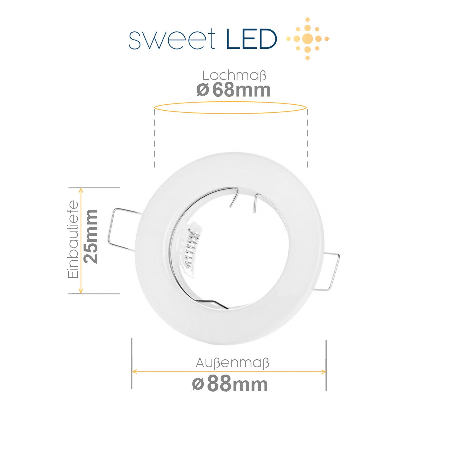 Sweet LED LED Einbaustrahler GU10 5W 230V Deckenstrahler 12er Set Weiß Schwenkbar 3000K Einbauspots, Deckenspots, Deckenstrahler,Einbauleuchten