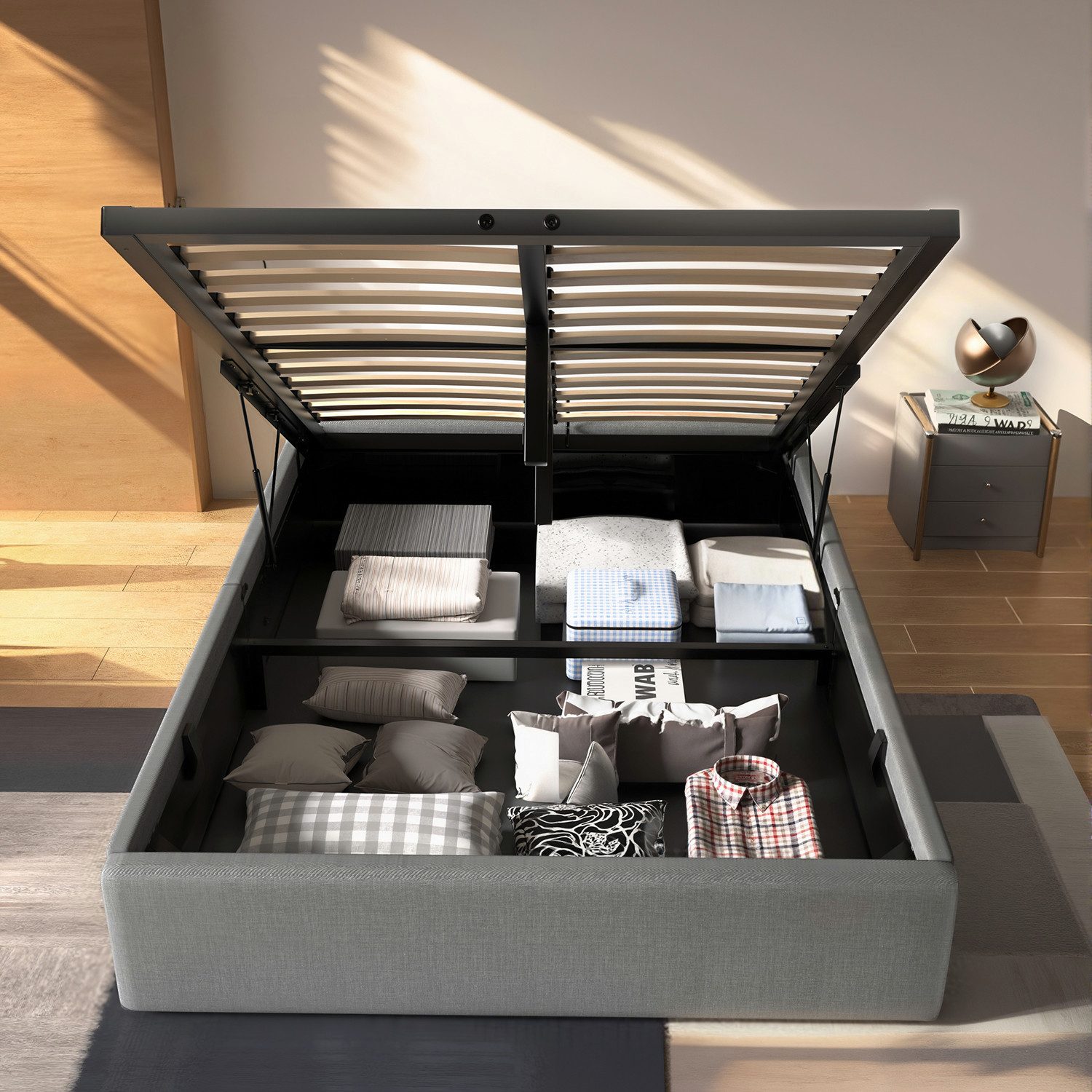 WILGOON Polsterbett Hydraulisches Doppelbett Stauraumbett Leinen günstig online kaufen
