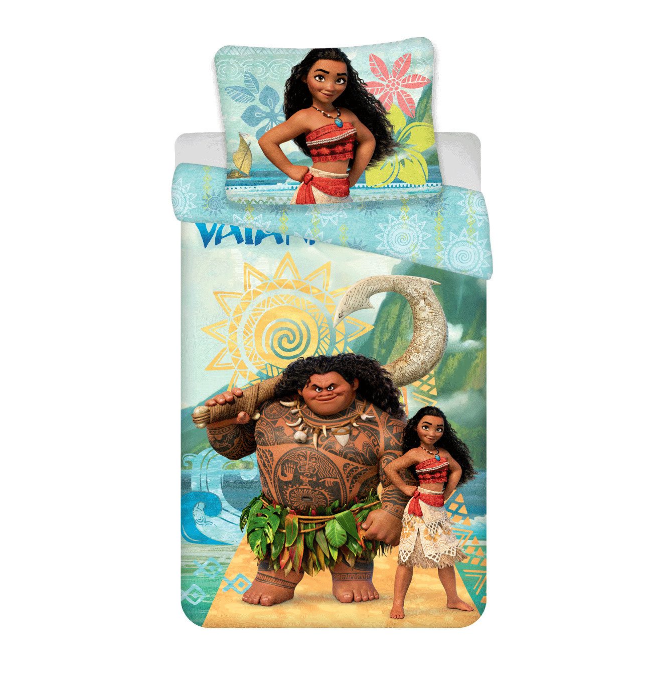 Disney Vaiana Kinderbettwäsche Wendebettwäsche Disney VAIANA 140x200 cm, 70x90 cm, Baumwolle, 2 teilig, 100% Baumwolle,trocknergeeignet