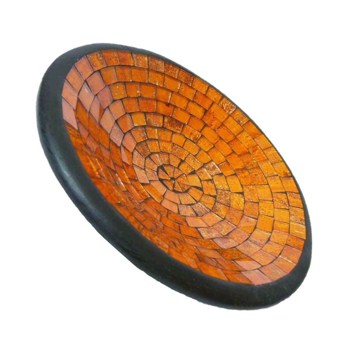 SIMANDRA Dekoschale Mosaik Schale Rund ø ca. 28 cm verschiedene Farben (1 Stück) Orange