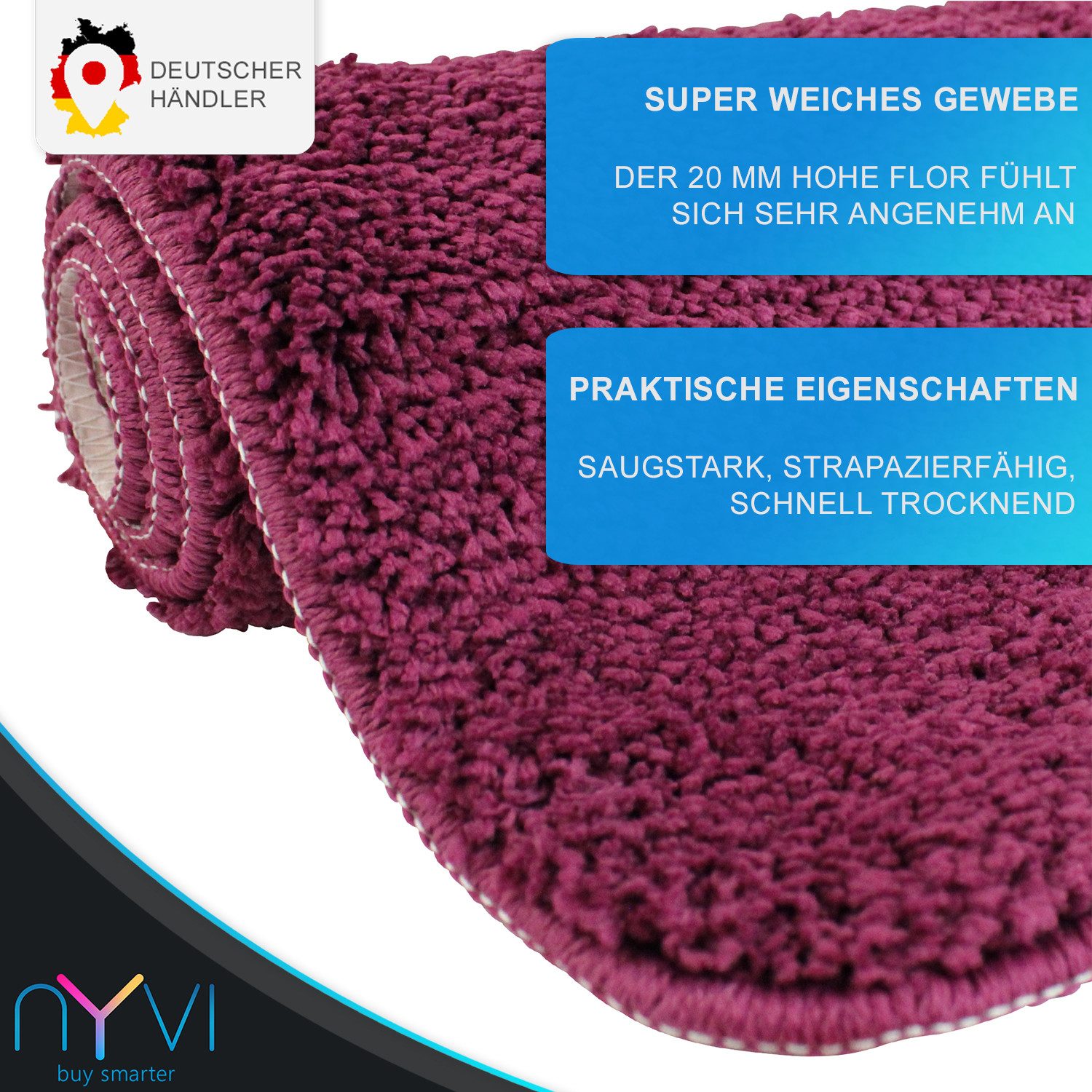 NYVI Badematte WC Vorleger mit Ausschnitt NYVISpa Lasalle Lila Toiletten Te günstig online kaufen