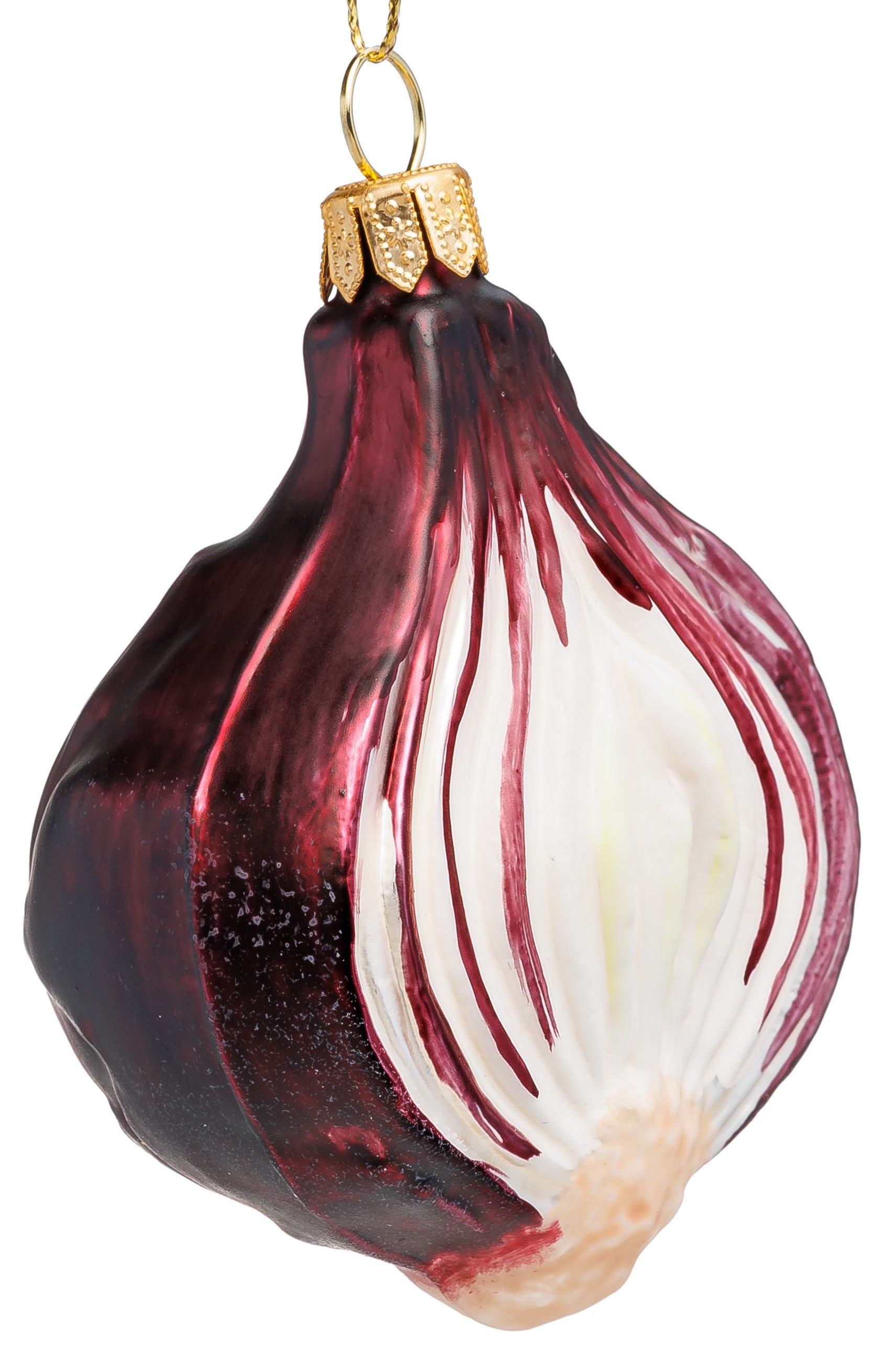 SIKORA Weihnachtsbaumkugel Rote Zwiebel besondere Weihnachtskugel Glas Figur Anhänger – BS060, Premium Christbaumschmuck Deko - traditionell & außergewöhnlich