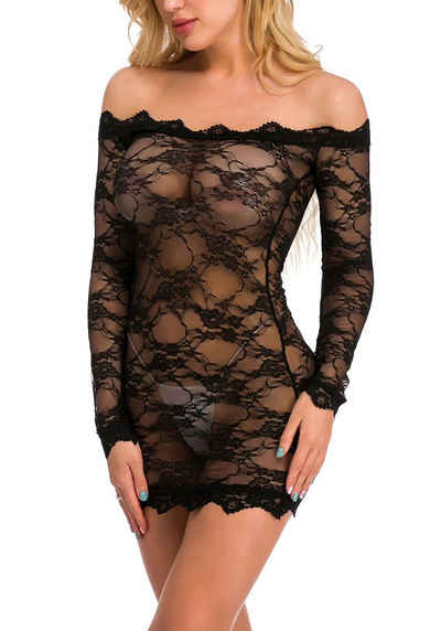 Lovolotti Negligé Damen Negligee Nachtwäsche sexy Dessous LO-L34 (Spitze Durchsichtig Lingerie transparent) Babydoll Reizwäsche Sexy Unterwäsche Lingerie Nachtkleid