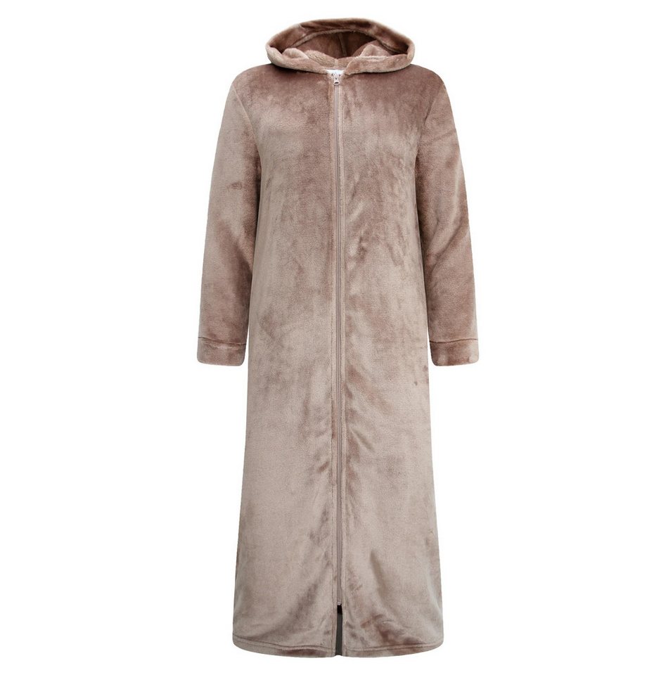 Rungassi Unisex-Bademantel Exklusiver Unisex Fleece Bademantel mit Kapuze und Reißverschluss