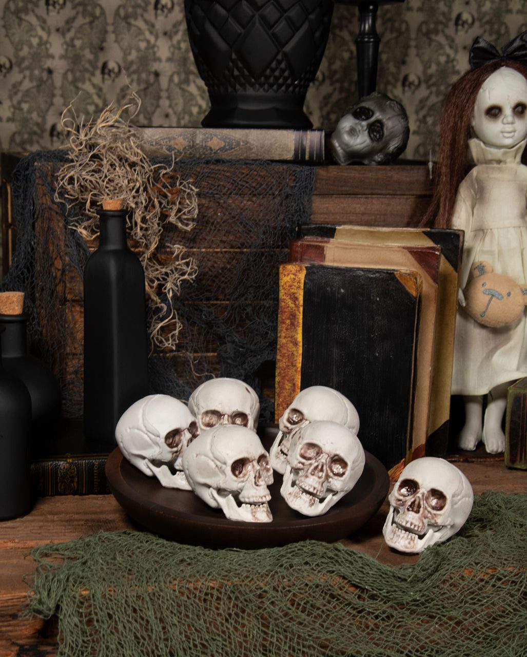Horror-Shop Dekoobjekt Kleine Totenschädel mit beweglichem Kiefer 7cm 6 S – Bild 3 von 4