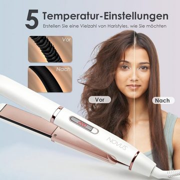 NOVUS Glätteisen mit LCD-Flacheisen, schnelles Aufheizen Dual Voltage Keramik, 150°-230°C für Müheloses Styling & Individuelle Temperaturkontrolle