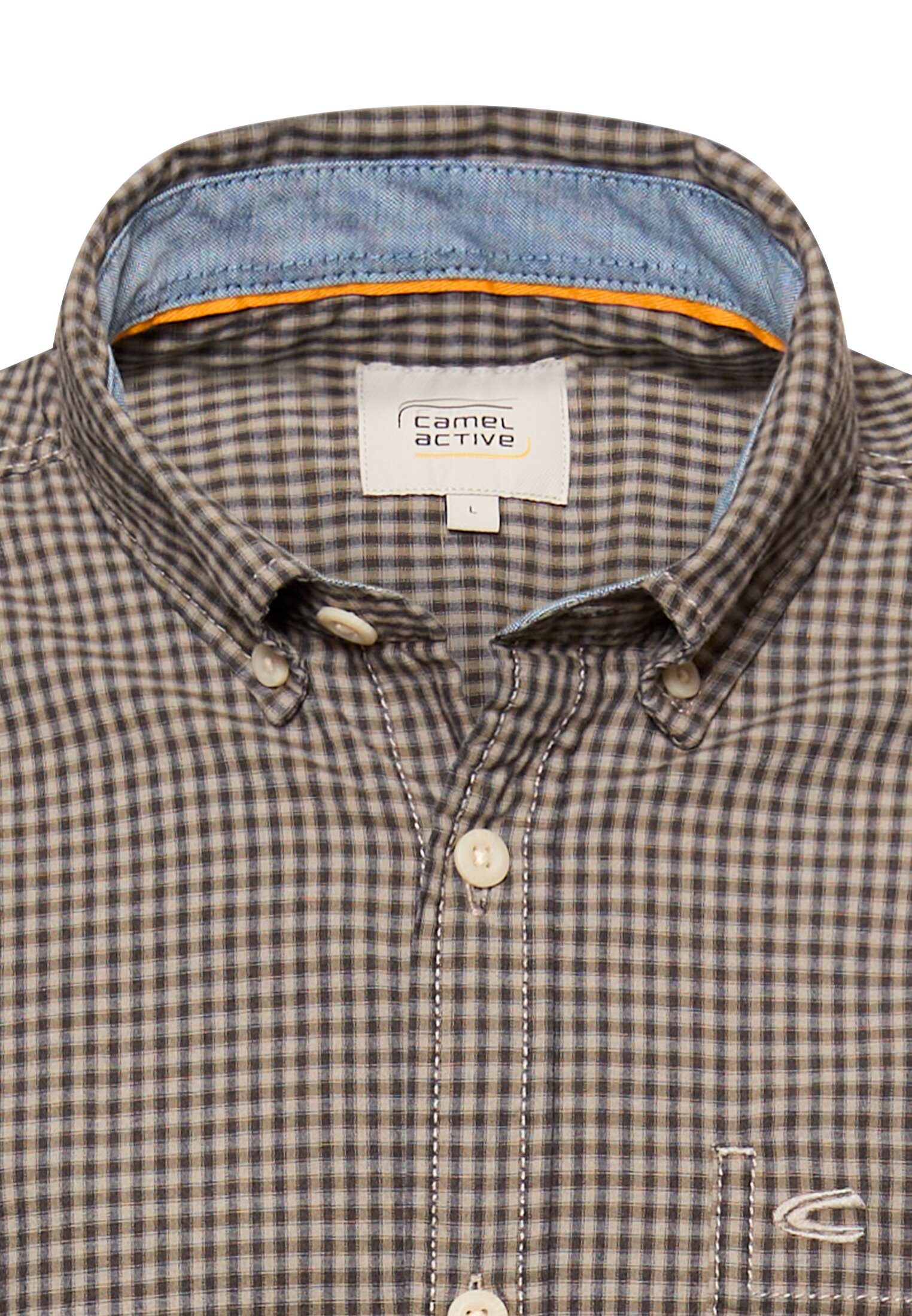 camel active Langarmhemd kariert, mit Button-Down-Kragen