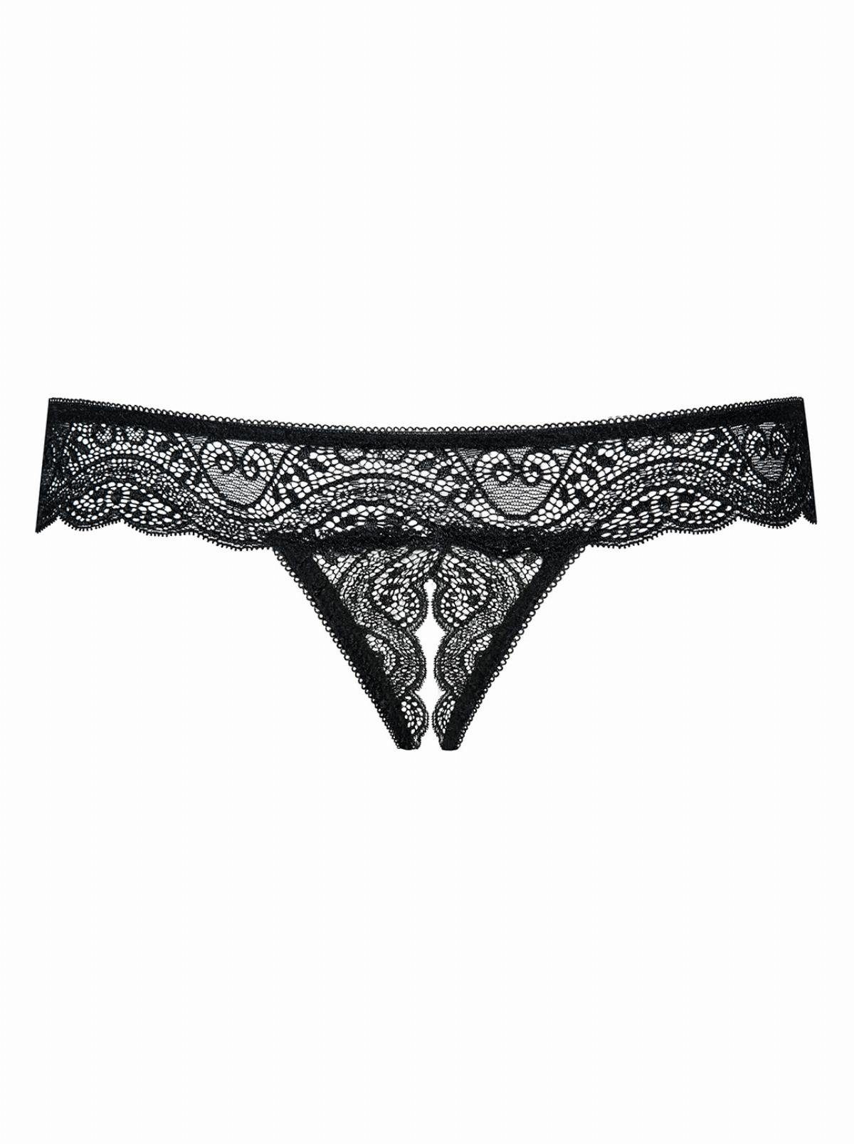 Obsessive Stringtanga Miamor Tanga ouvert Spitze - Schwarz (1-St., ouvert) transparent, offener Schritt – Bild 4 von 4