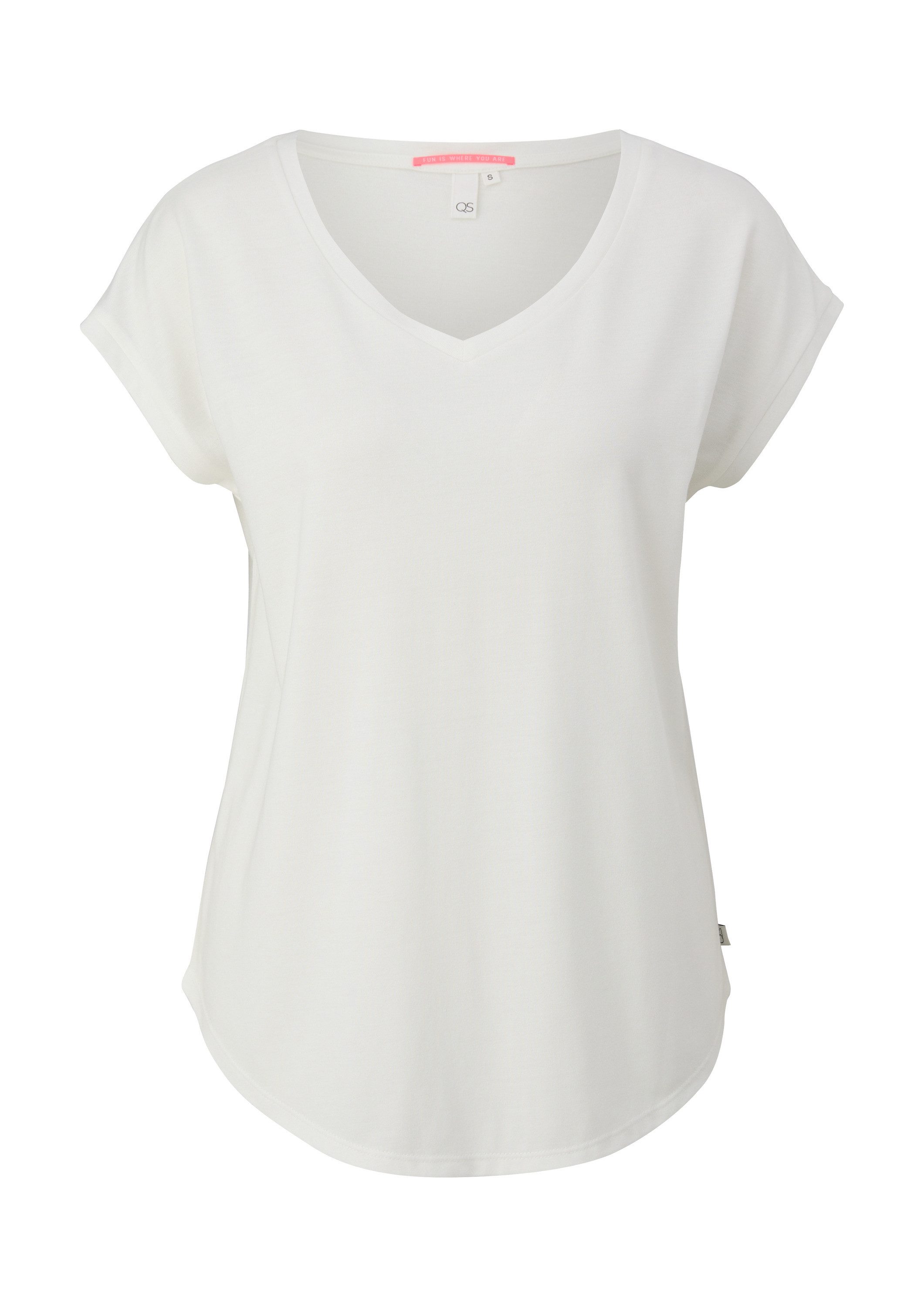 QS Kurzarmshirt T-Shirt Locker geschnittenes T-Shirt aus Lyocellmix günstig online kaufen