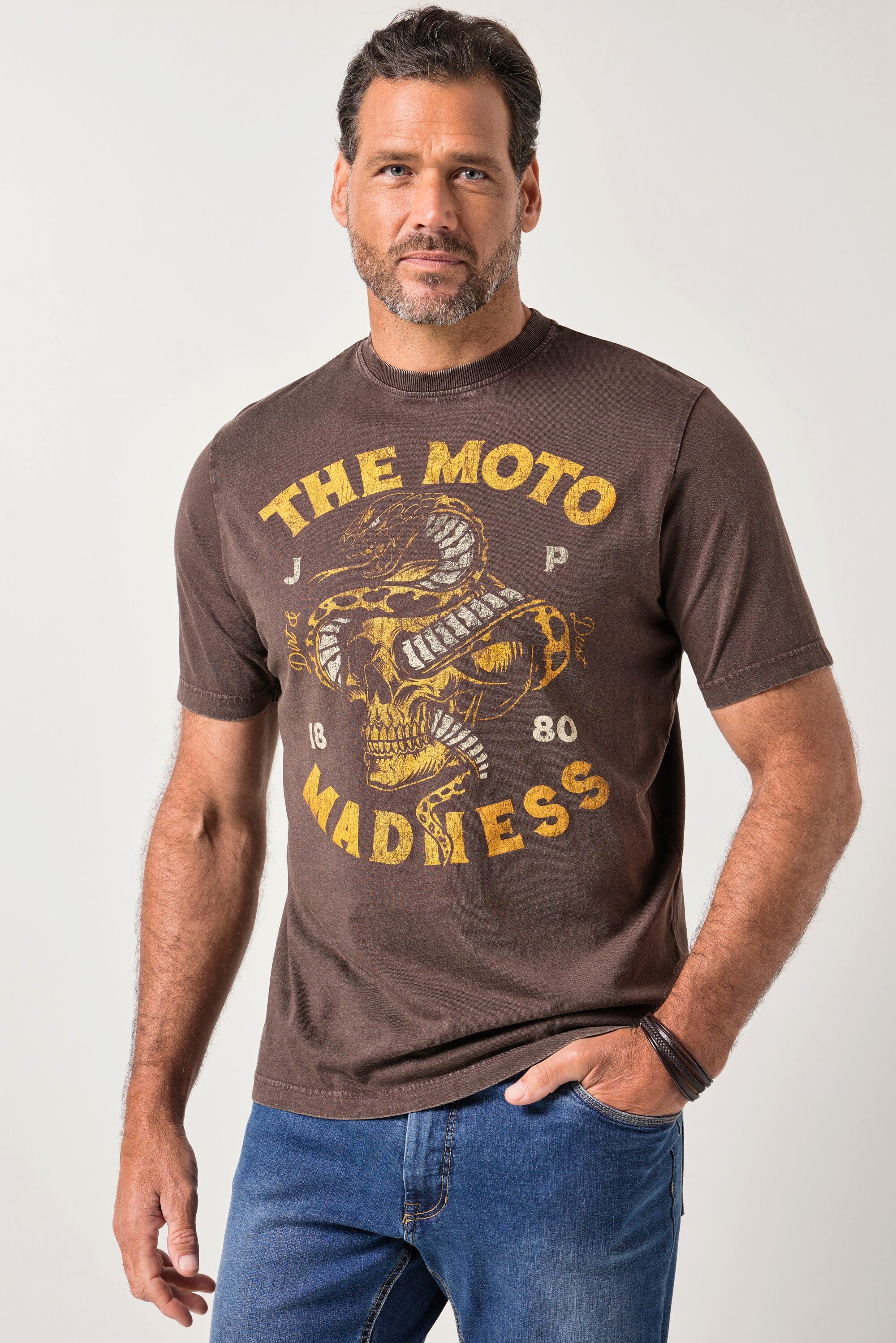 T-Shirt T-Shirt Halbarm Vintage-Look Brustprint