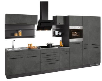 HELD MÖBEL Küchenzeile Tulsa, ohne E-Geräte, Breite 360 cm, schwarze Metallgriffe, MDF Fronten