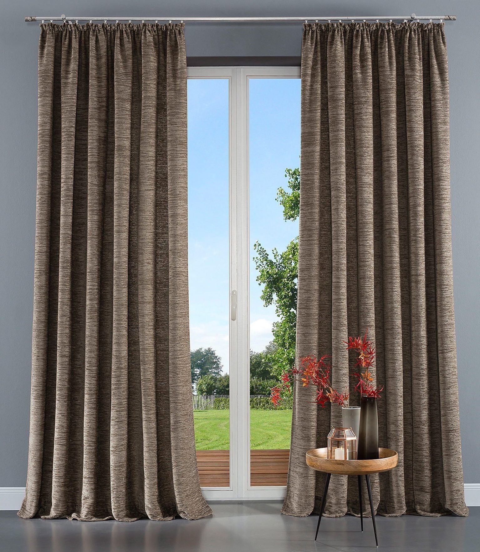 Vorhang Trondheim 328 St), (1 Chenille Wirth, g/m², taupe Kräuselband blickdicht