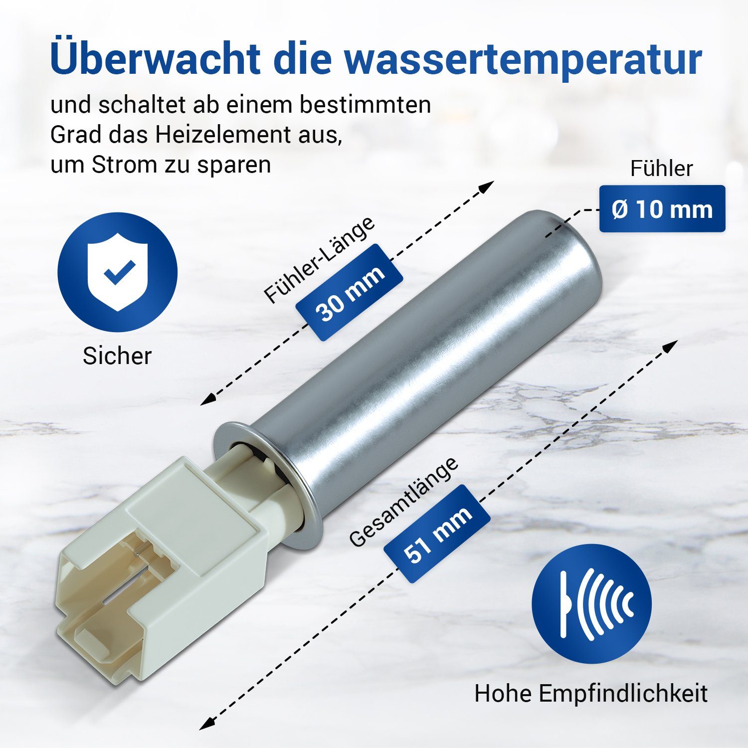 VIOKS Thermodetektor Temperaturfühler Ersatz für Bosch 00175369, NTC Sensor für Heizelement Waschmaschine