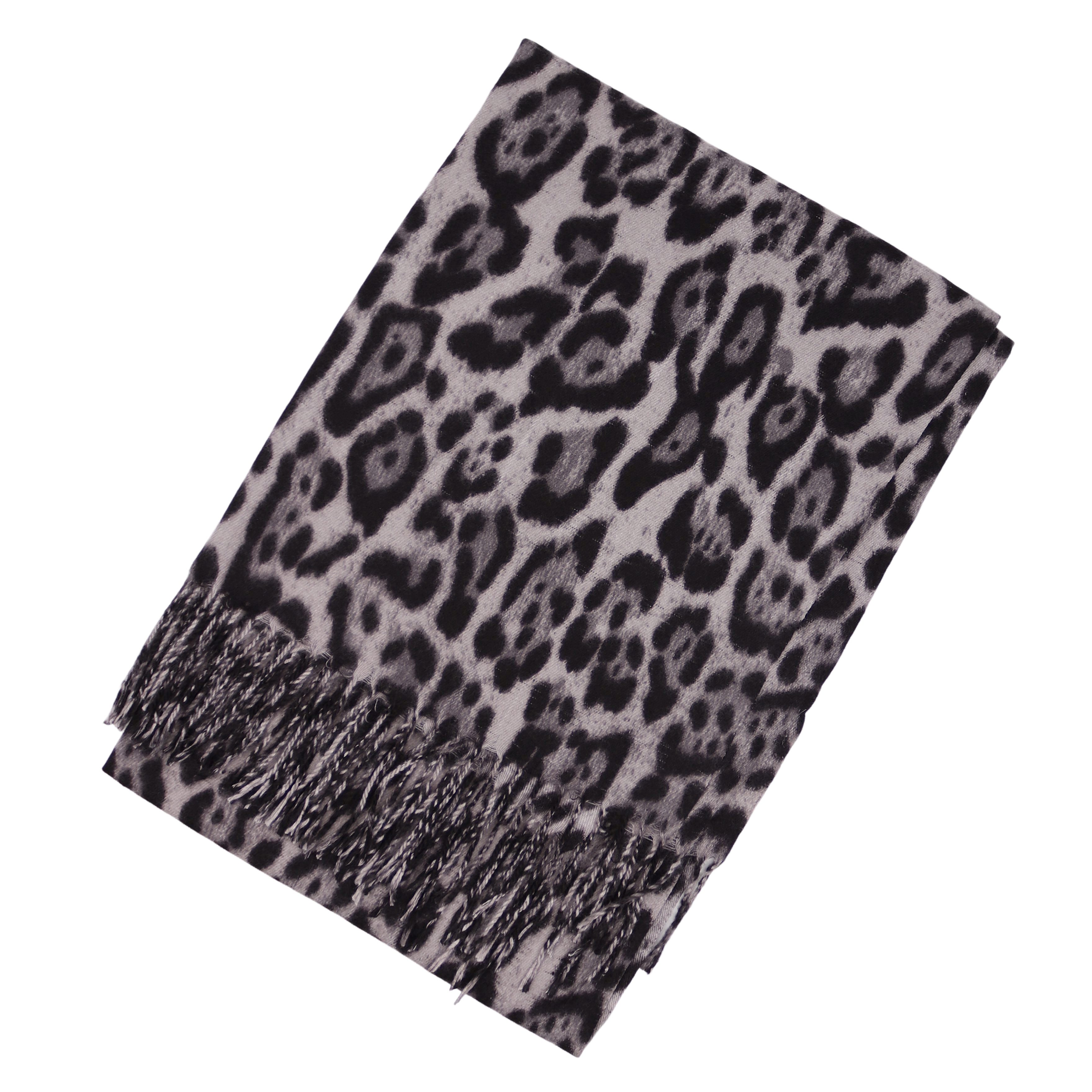 MIRROSI Modeschal weicher und warmer Schal Leo Muster mit Fransen, 70x180cm günstig online kaufen