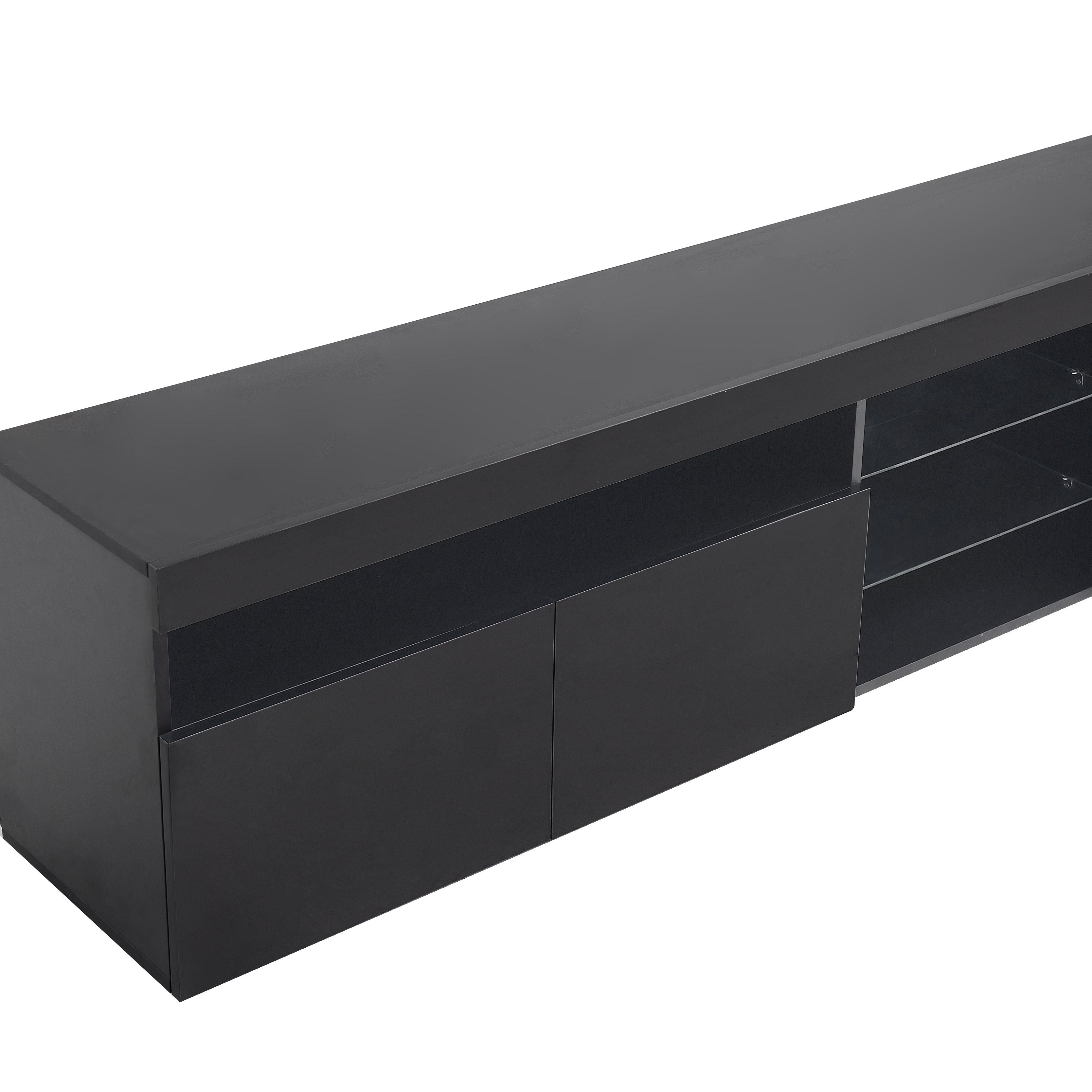 Lowboard (1 St), TV-Schrank Fernsehtisch mit 16 Led Farben Beleuchtung, Glasablage, 3 Türen, Breite 180 cm